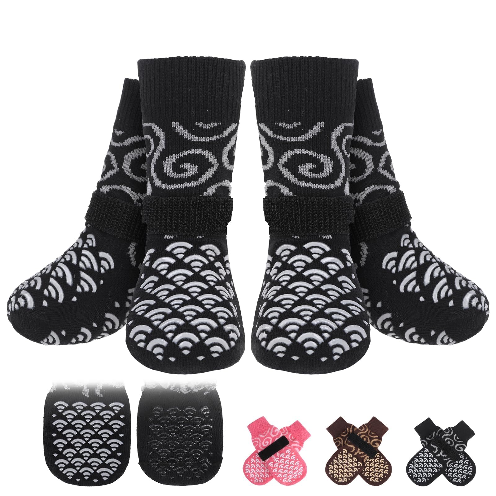 K9Meme Anti Slip Dog Socks With Four Sides Grips For Hardwood Floors, Extra Traction Control No Twist - Dog Shoes Paw Protector 