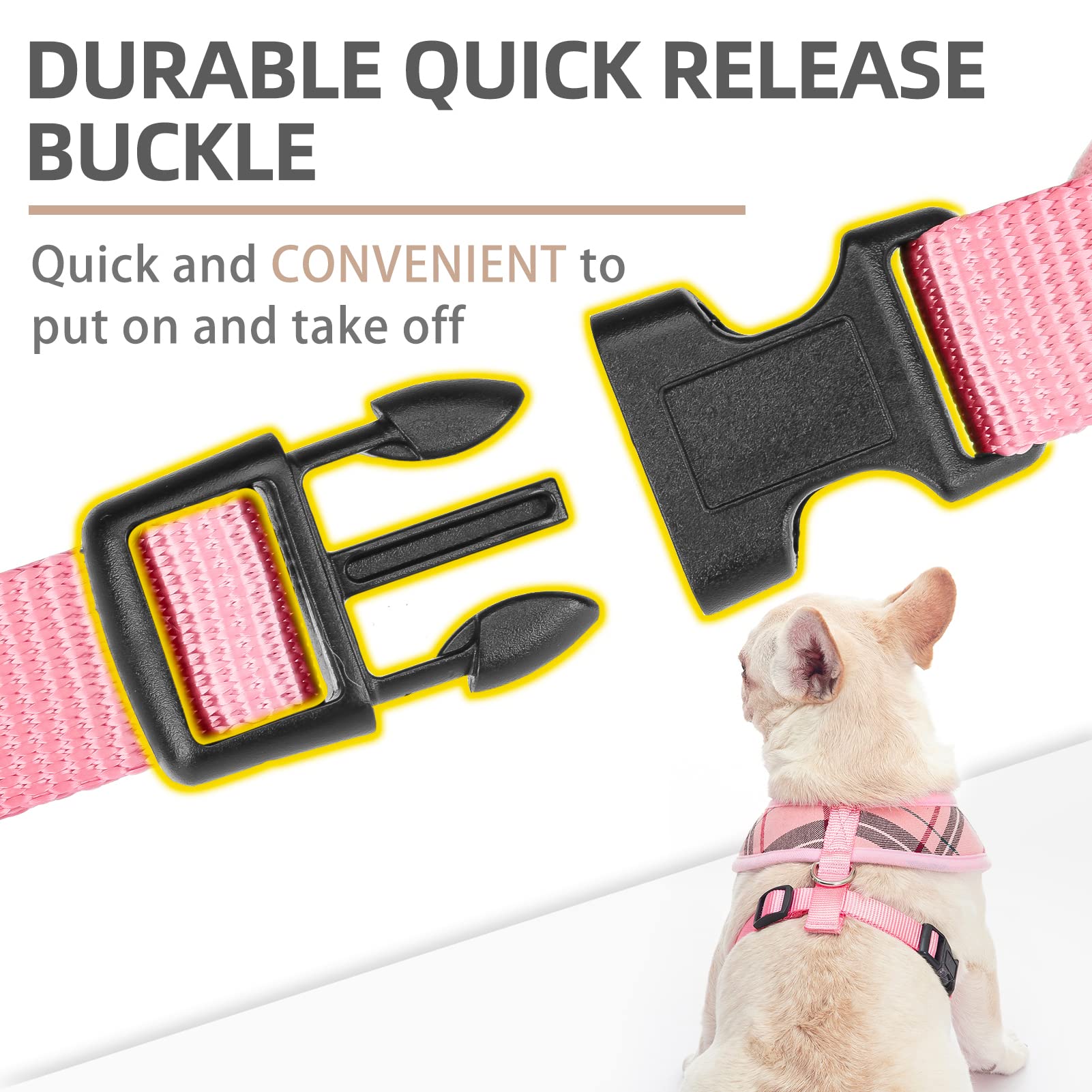 Pupteck Soft Mesh Dog Harness And Leash Set Pet Puppy Cat Comfort Padded Vest No Pull Harnesses, Light Pink, L