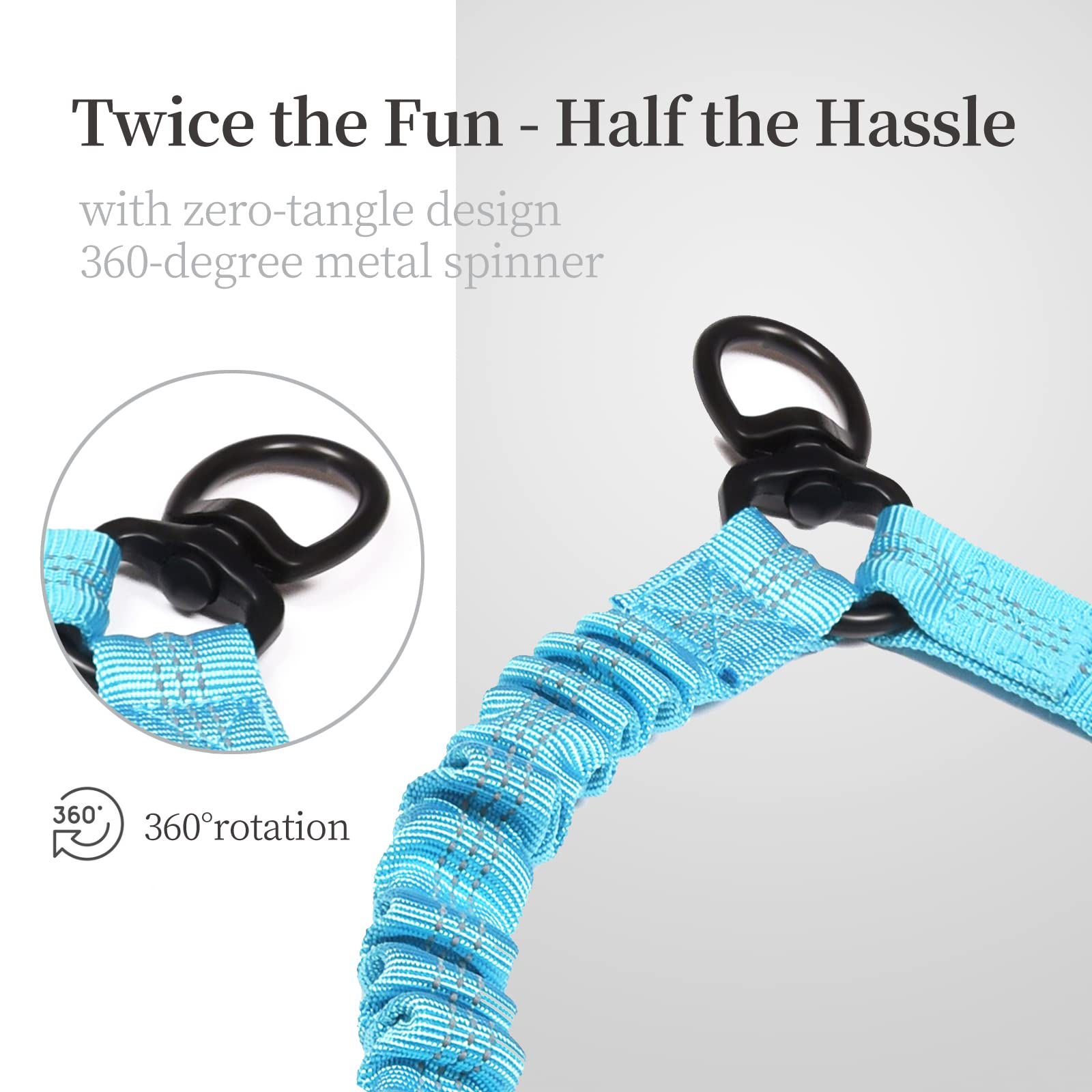 Iyopets Dog Leash For 2 Dogs, Double Dog Leash With Tangle Free Swivel And Reflective Bungee For Dual Small Medium Large Dogs (1