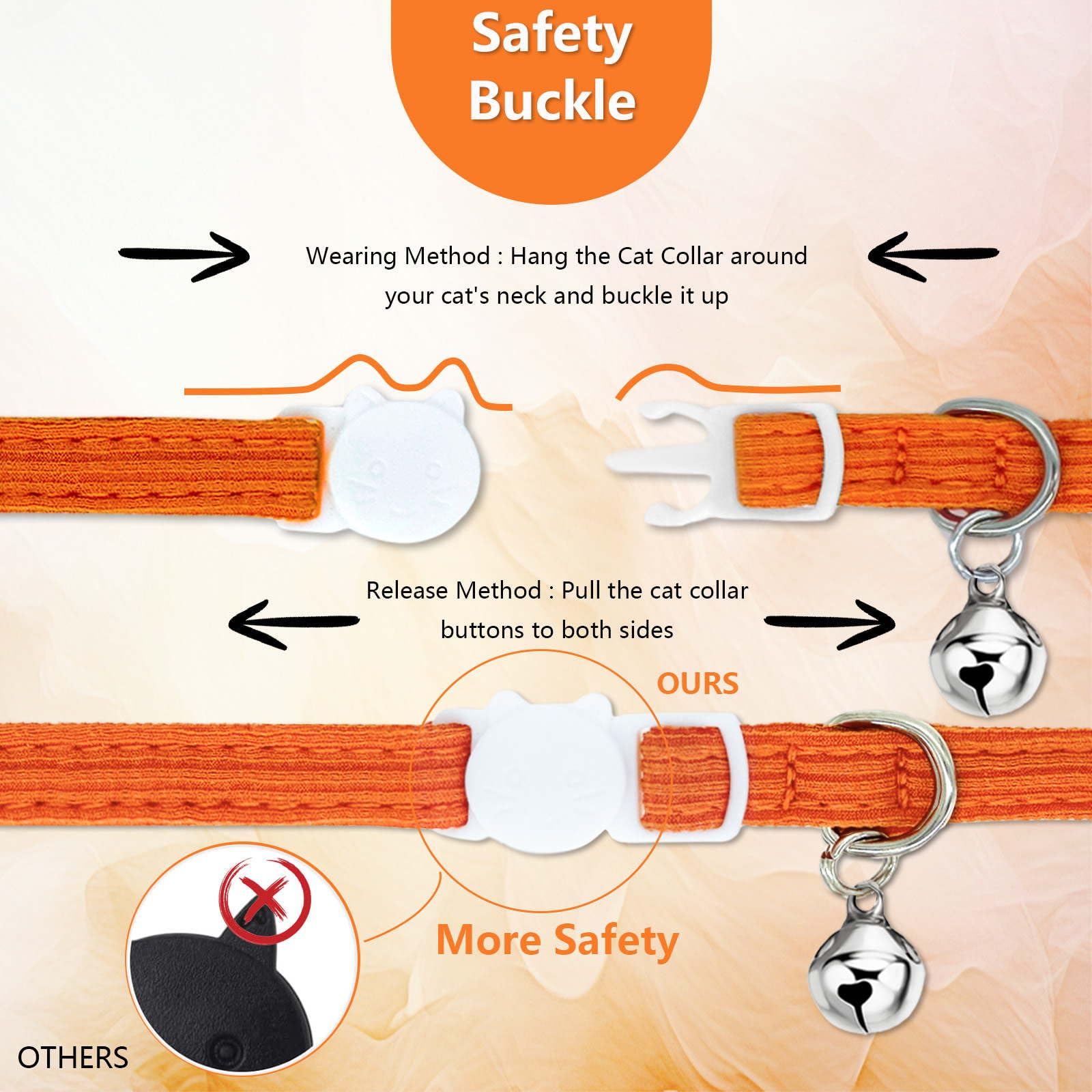 Cat Collar, Hanshilai Kitten Collar With Bells, Cute Cat Collar Breakaway For Girl Boy With Flower,Collar Para Gatos (2 Pack) (O