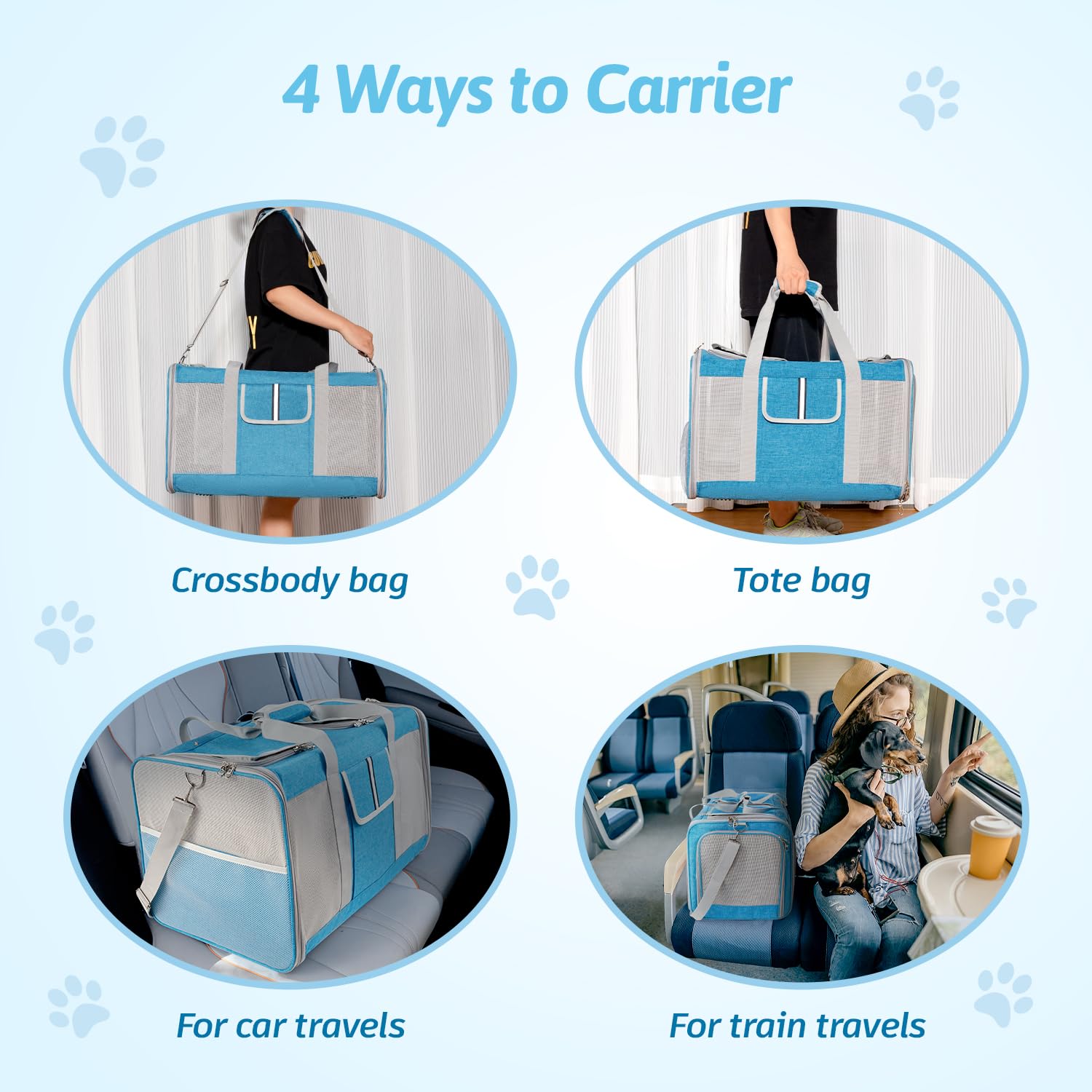 Sedioso Large Cat Carrier for 2 Cats, 24x 14x 16in Pet Carrier for Cat and Dog Up to 40lbs, All-Sided Mesh Large Cat Carrier wit