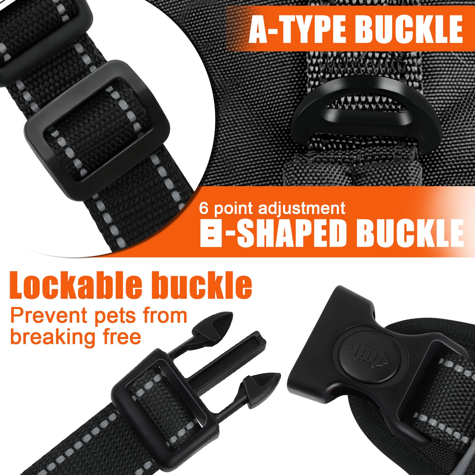 Escape Proof Dog Harness for Large Medium Sized Dogs Six Point Adjustable, Service Dog Vest Harness and Leash Set, No Pull Dogs