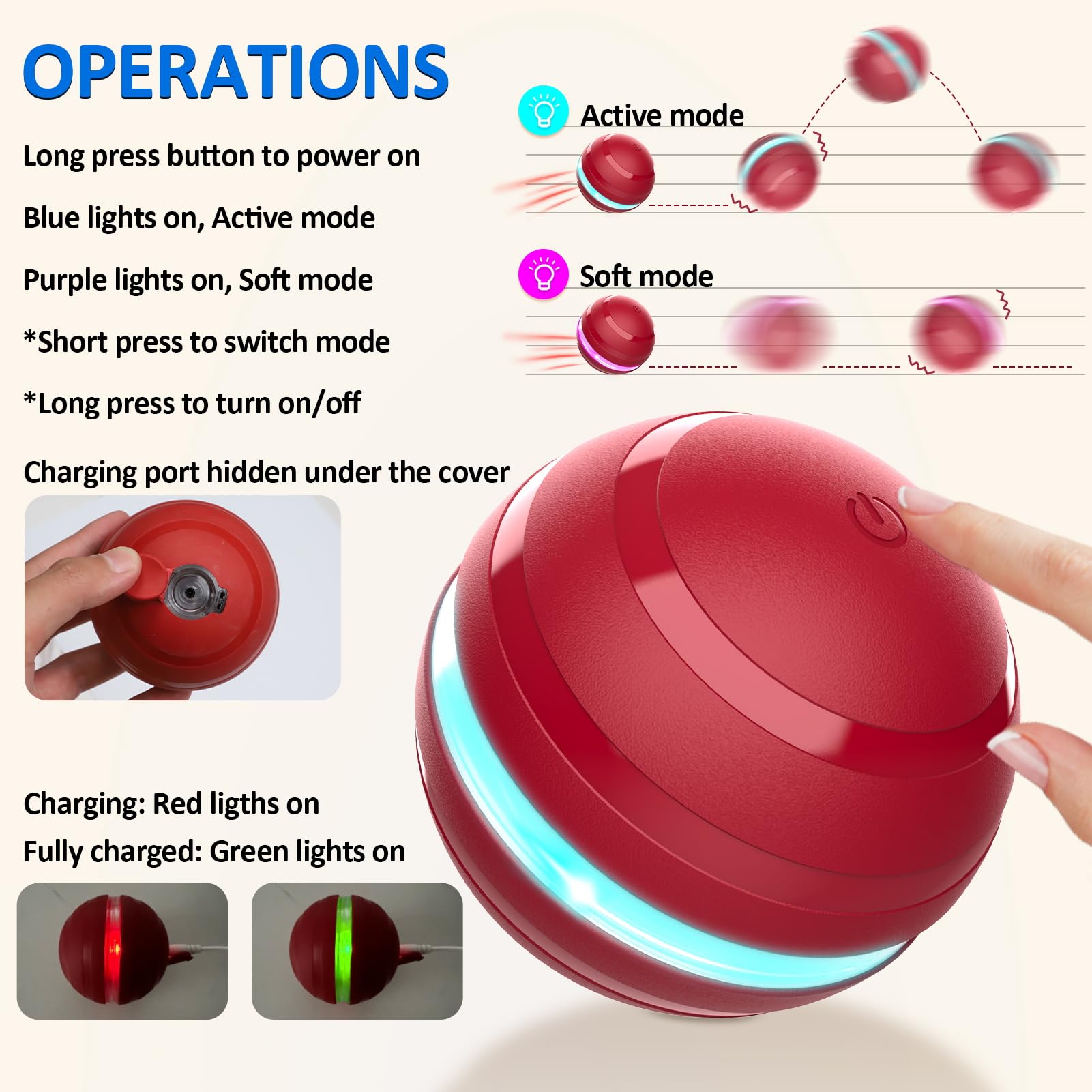 Bentopal Interactive Dog Balls Squeaky Dog Toys With Motion Activated
