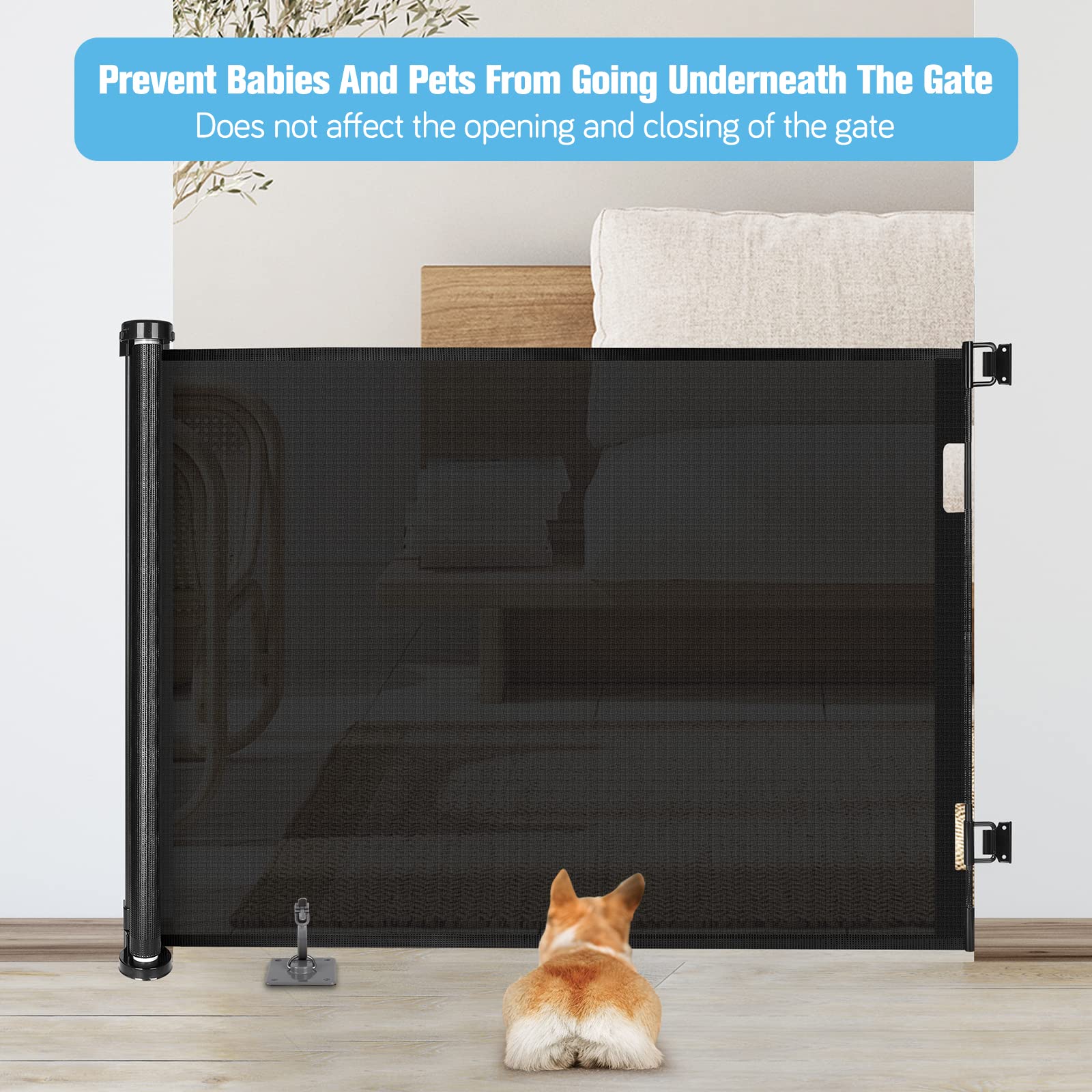 Mesh Baby Gate Floor Adhesive Hooks (2 Pack) No Drilling Retractable Baby Gates Ground Anchor Hooks Prevent Babies And Pets From Going Under Retractable Dog Gate Ideal For Securing To Floors, Stairs