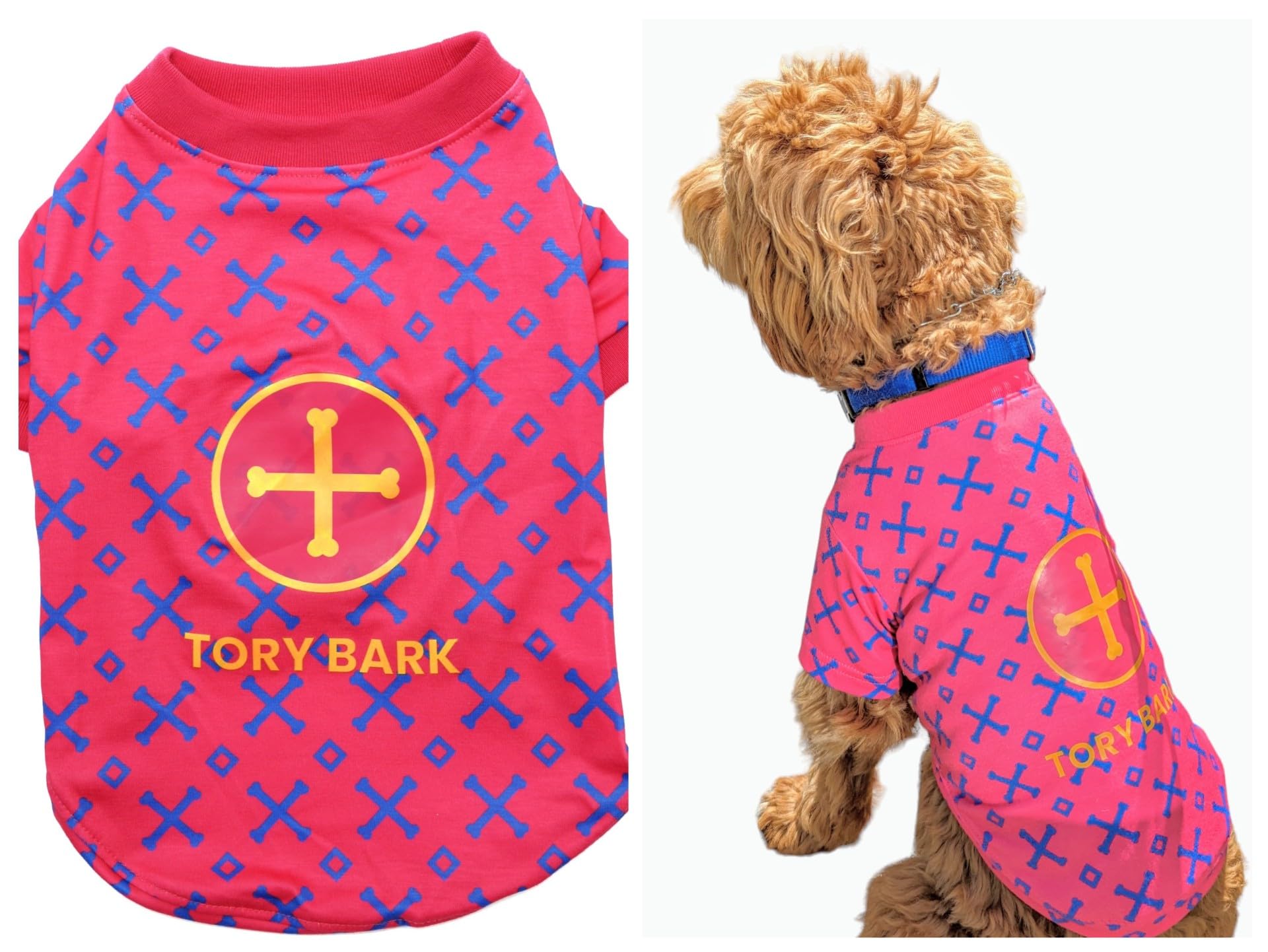 Dog T-Shirt Tee Clothes Vest Lightweight Stretchy Soft Cool Breathable Puppy (Pink Tory Bark, Large)