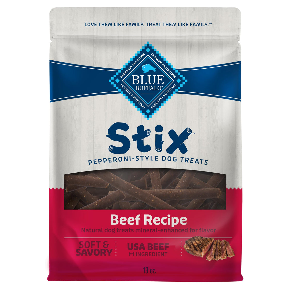 Blue Buffalo Stix Pepperoni-Style Dog Treats Made With Natural Ingredients, Beef Recipe, 13-Oz Bag