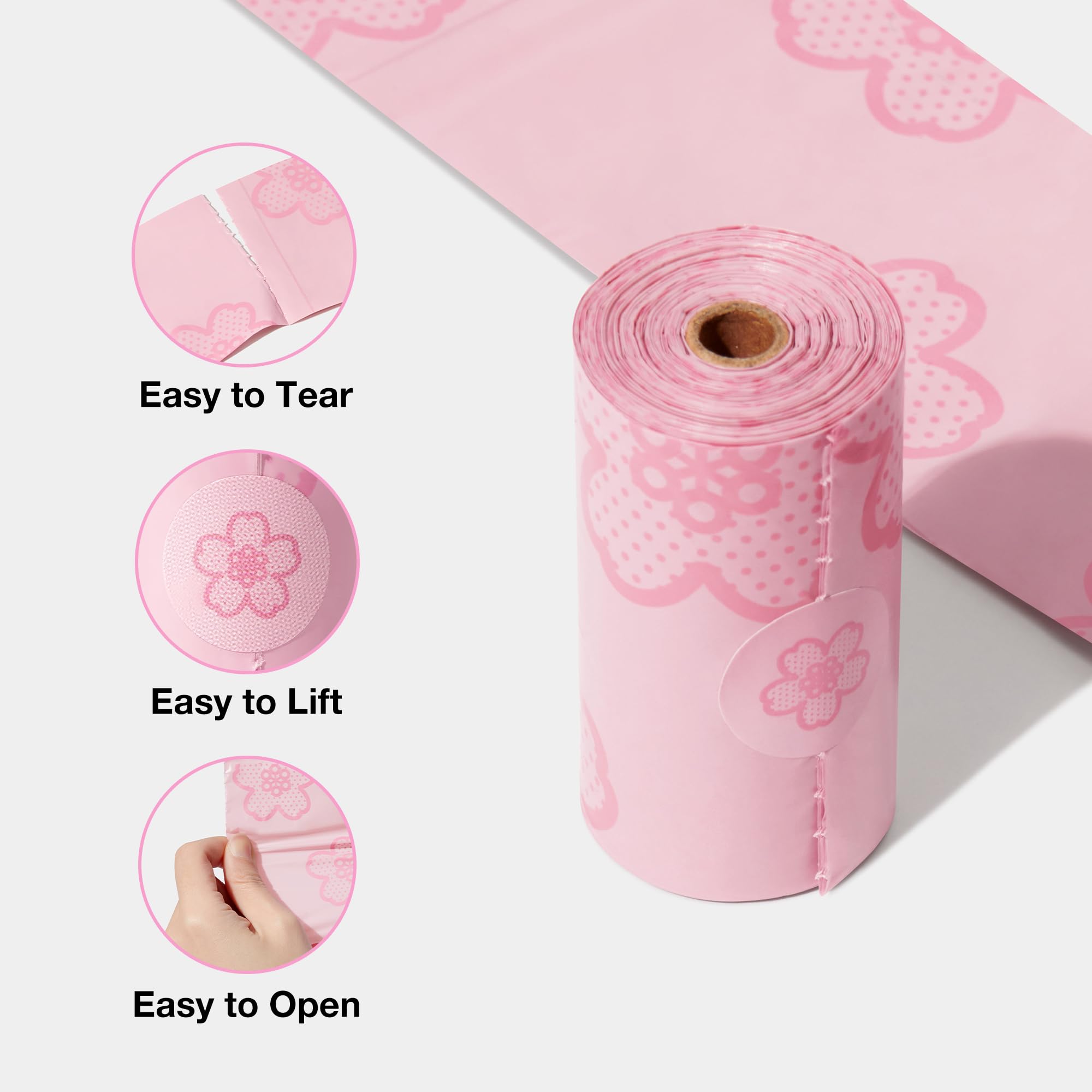 Vetreska Cherry Blossom Scented Dog Poop Bags, Leak Proof, Extra Thick And Large Dog Waste Bags, Poop Bags For Dogs Walking And Cat Litter, 36 Refill Rolls, 540 Bags, Pink