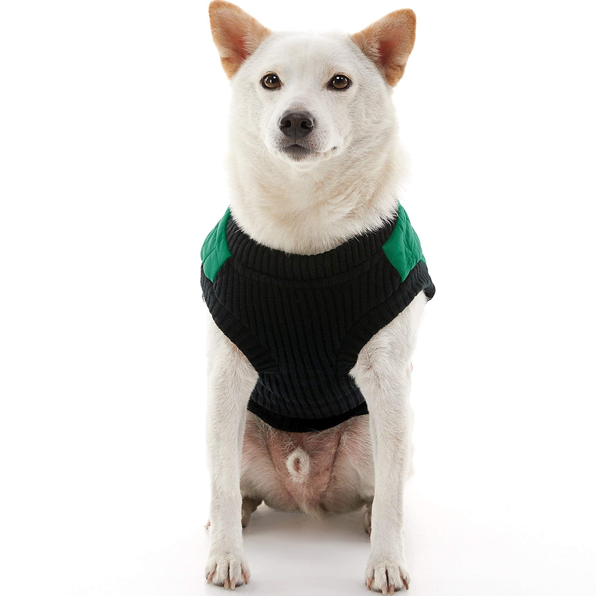 Gooby Fashion Vest Dog Jacket - Green, X-Large - Warm Zip Up Bomber Vest with Dual D Ring Leash - Winter Water Resistant Sweater