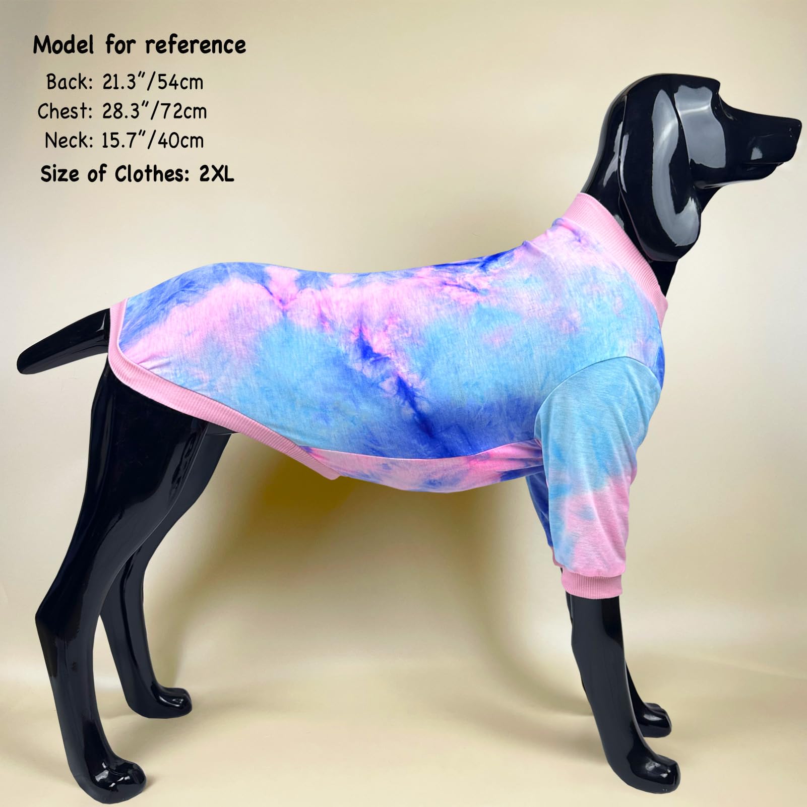 D.E.E Cotton Dog Shirts Large Tie Dye Dog Clothes Lightweight Girl Boy Big (Pink, L(19.6'' Back 23.6'' Chest))