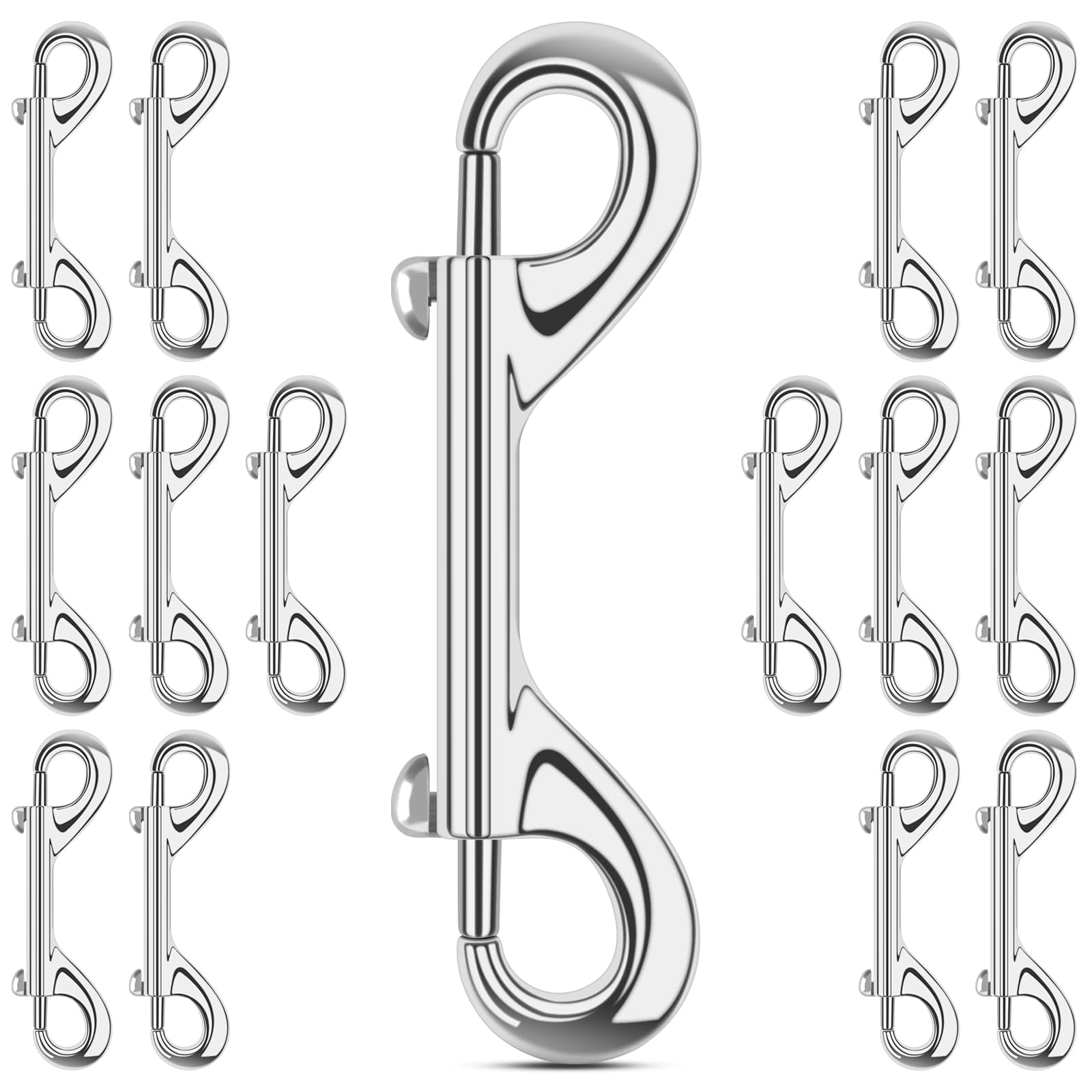 ERKOON 15 Pack Heavy Duty Snap Hooks Double Sided Clips for Hanging Horse Tack Sling Feed Buckets Dog Leash Collar Key Chain Zin