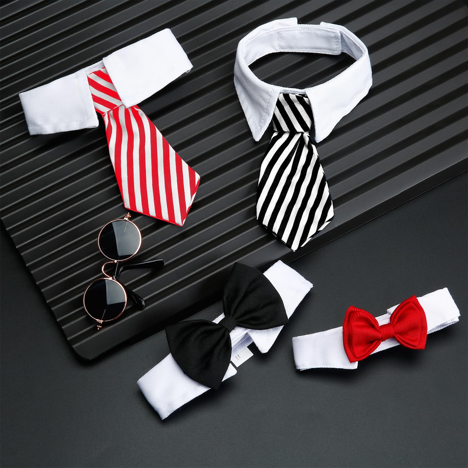 4 Pieces Pet Bow Tie Adjustable Pet Neck Tie Costume Formal Dog Collar For Small Dogs And Cats Puppy Grooming Ties Party Accessories (S, Black, Red, Red White, Black White)
