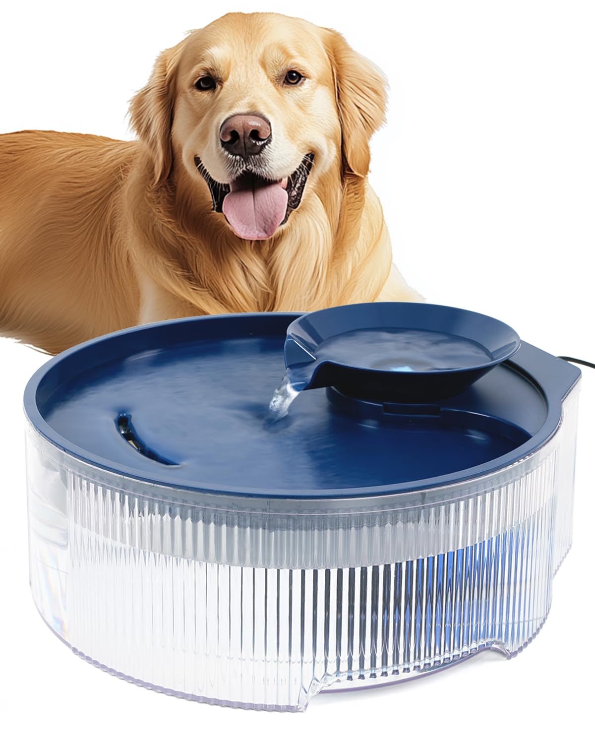 Supersuki Dog Water Fountain, 170Oz/5L Large Capacity Pet Cat Water Fountain, Automatic Big Dog Water Bowl Dispenser With Led Li