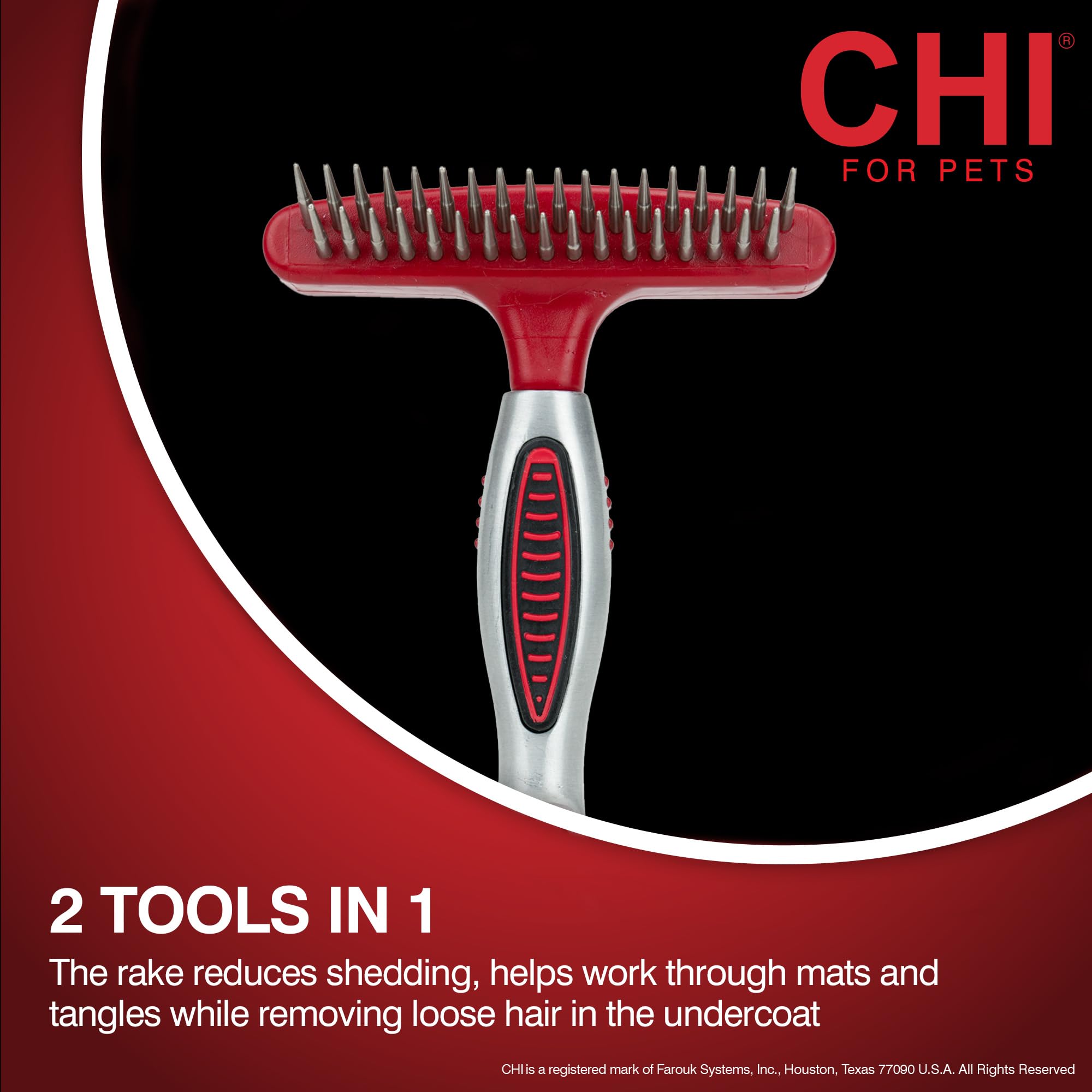 Chi For Dogs Double Sided Shedding Rake And Blade | Best Grooming Tools For Dogs With All Types Of Hair | Pet Grooming Brush For