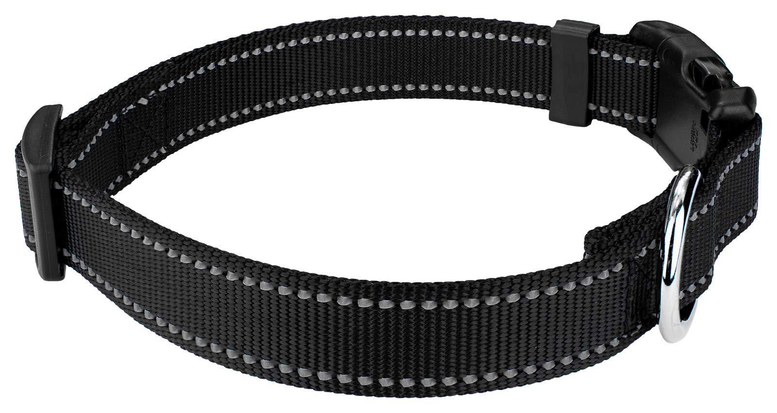 Country Brook Petz - Deluxe Black Reflective Nylon Dog Collar - Extra Large