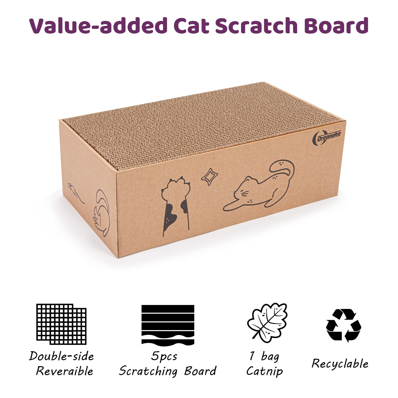 5 In 1 Cat Scratcher Cardboard,Xl-Large Cat Scratch Pad,Cat Scratching Boards With Box For Medium To Large Cat Indoor Use Protec