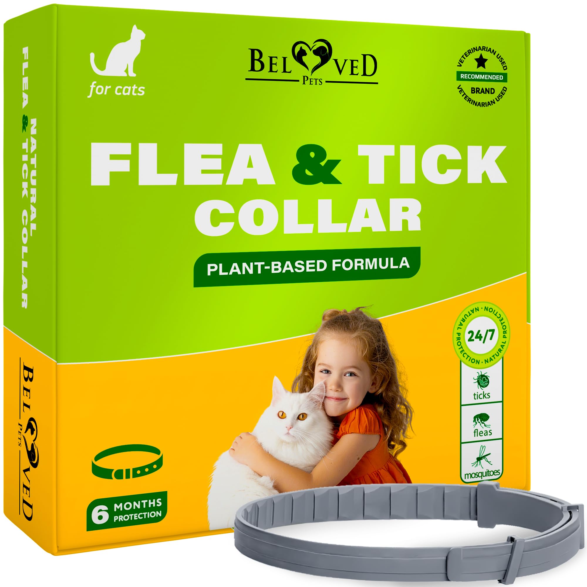 Natural Flea & Tick Collar for Cats  6 Months Control of Best Prevention & Safe Treatment  Anti Fleas and Ticks Essential Oil