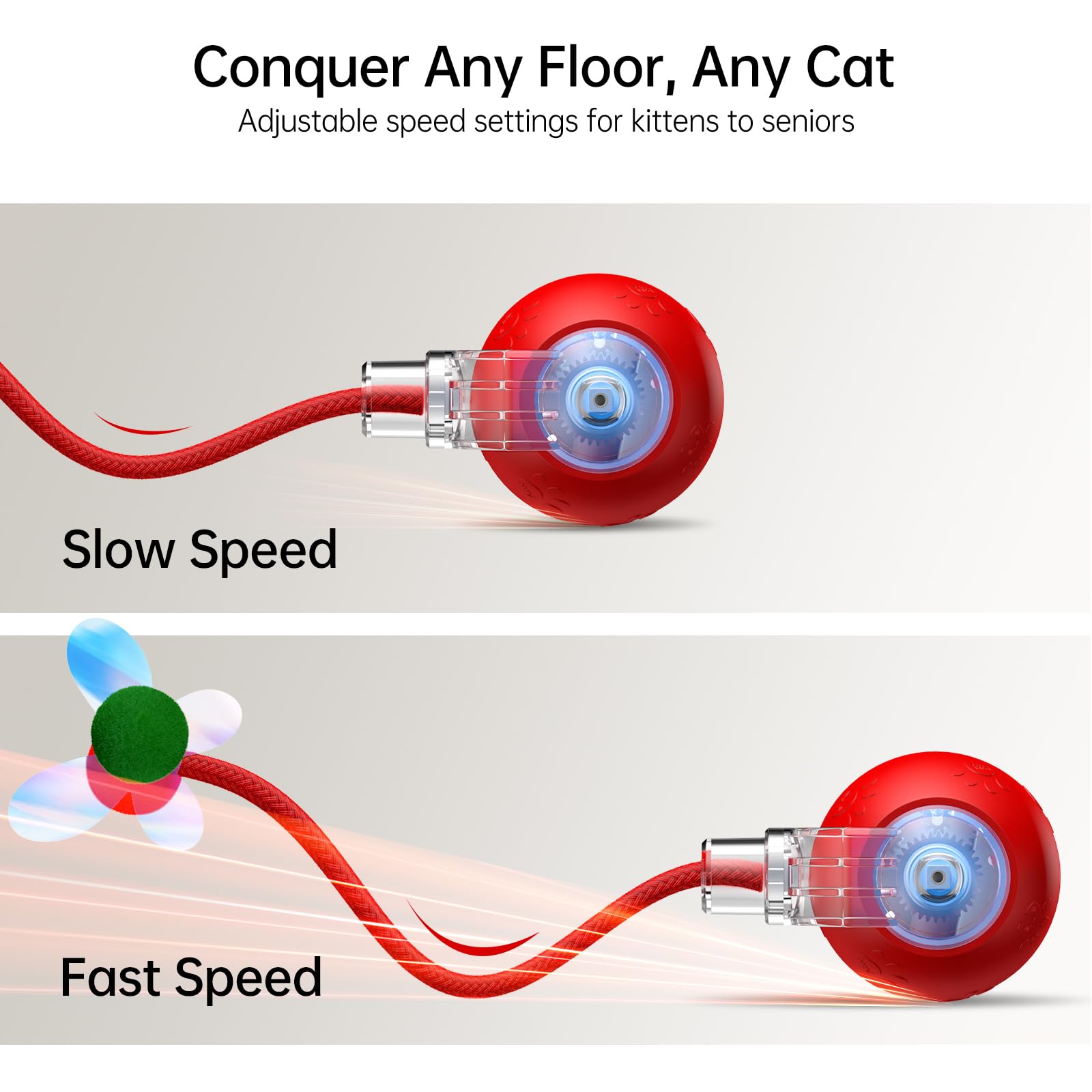 Teeche Interactive Cat Ball Toy - 2025 Smart Rolling Cat Toy With Shiny Tail, Motion Activated Boredom Relief For Indoor Cats, U