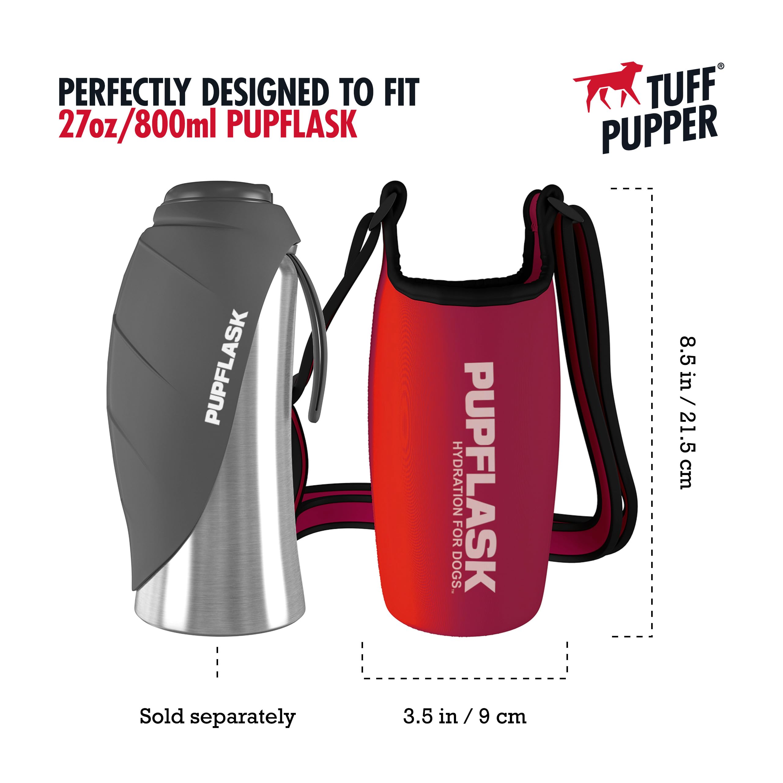 Tuff Pupper Pupflask Insulated Neoprene Dog Water Bottle Holder Sling With Wide Adjustable Shoulder Strap, Great For Travel, Wal