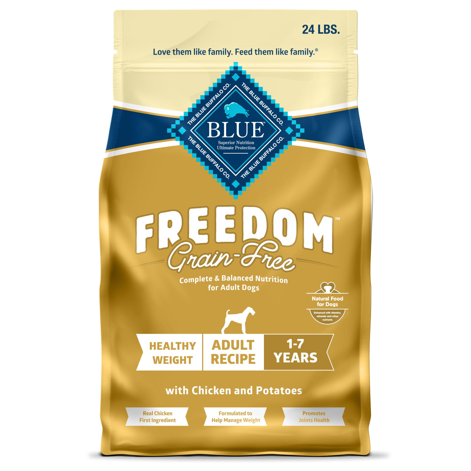 Blue Buffalo Freedom Grain-Free Healthy Weight Dry Dog Food, Complete & Balanced Nutrition for Adult Dogs, Made in the USA With 