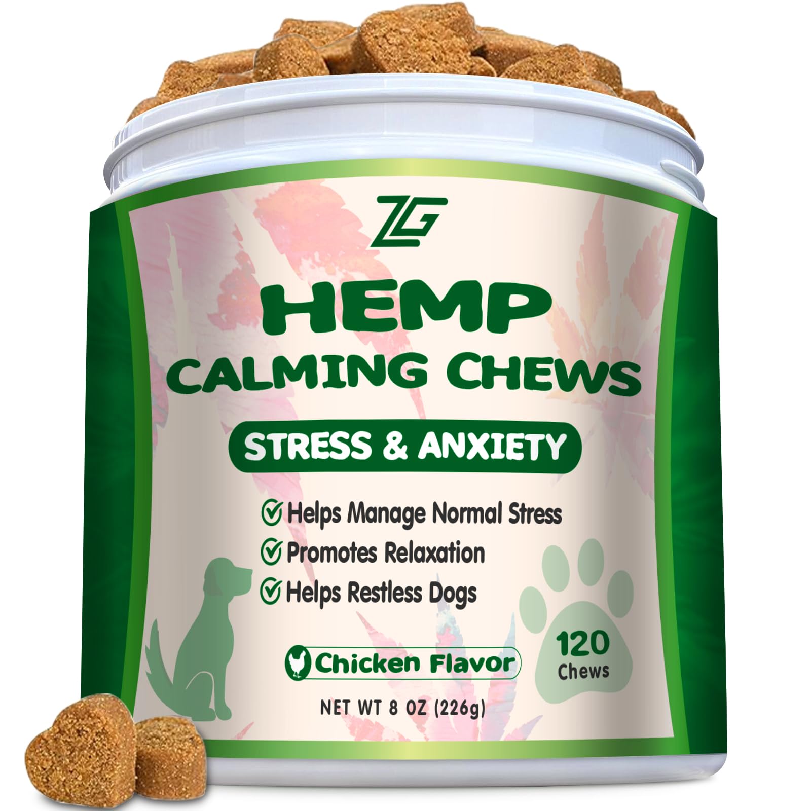 ziehooGe Calming Chews for Dogs - Dog Calming Chews - Anxiety Relief Treats Helps with Separation, Barking, Stress Relief, Compo