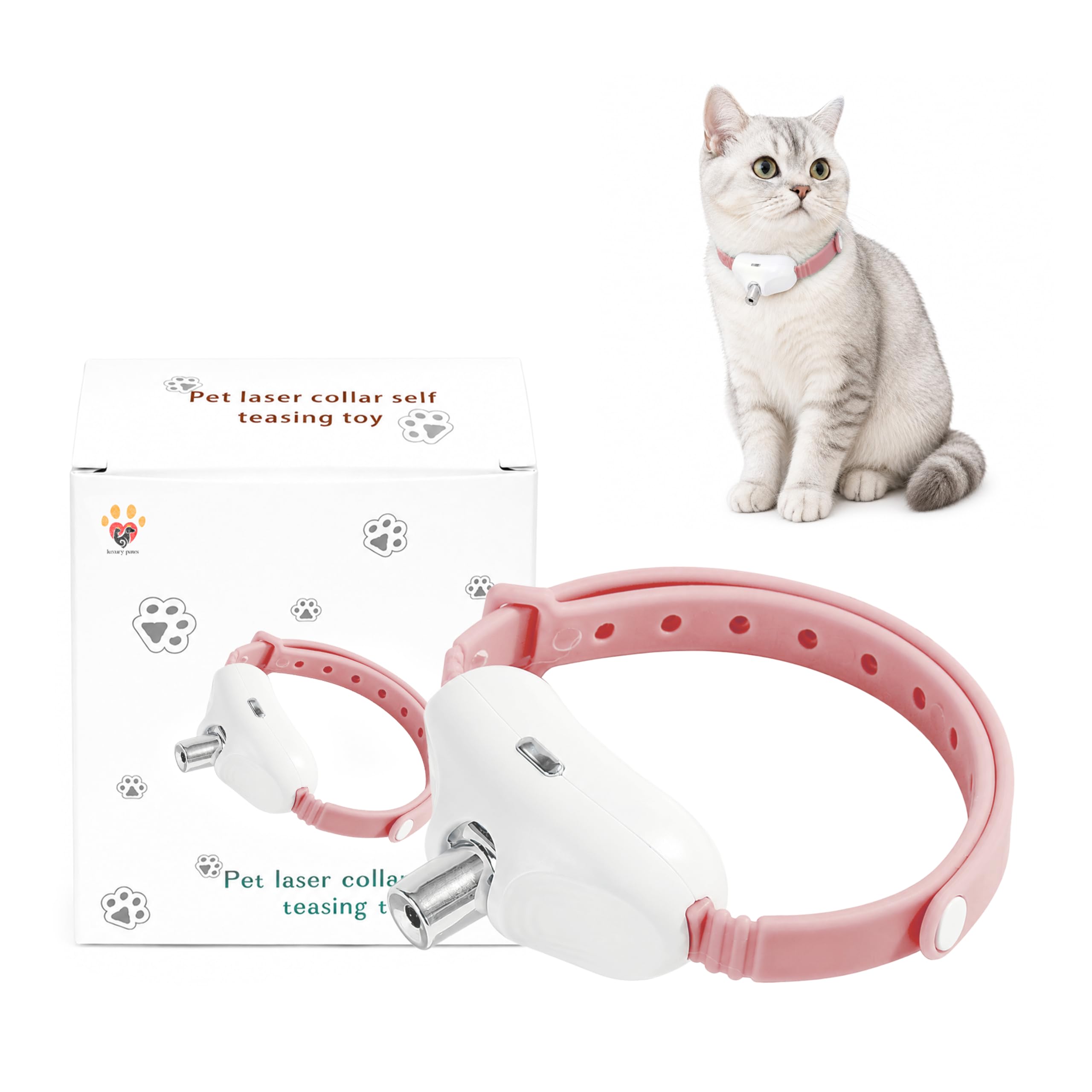 Luxury Paws Automatic Cat Laser Collar Toy For Indoor Cats | Interactive Wearable Usb Rechargeable Laser Toy | HandsFree Exerci
