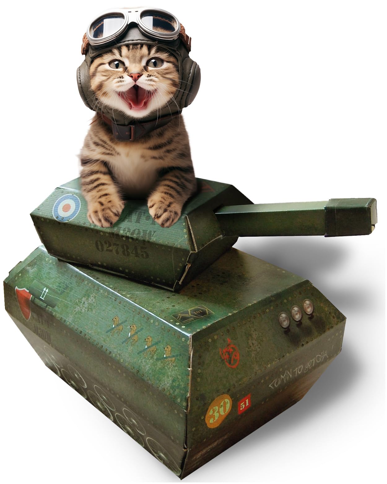 Suck Uk | Tank Cat House | Cardboard Kitten Toys & Cat Bed | Interactive Cats Toy For Kittens & Cats | Novelty Kitten Accessorie