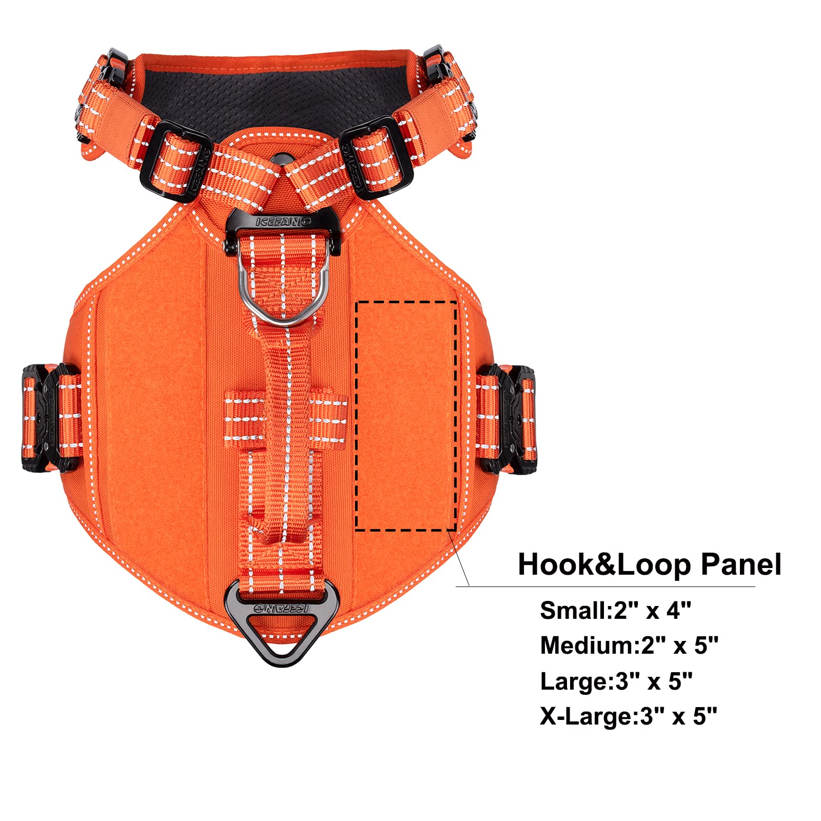 Icefang Gn8 Quick-Moving Tactical Dog Harness With Handle,Reflective In Training Walking K9 Vest,No-Pull Front Lead,5-Points Adjustable,Hook And Loop Panels (Elite Orange, Medium (Pack Of 1))