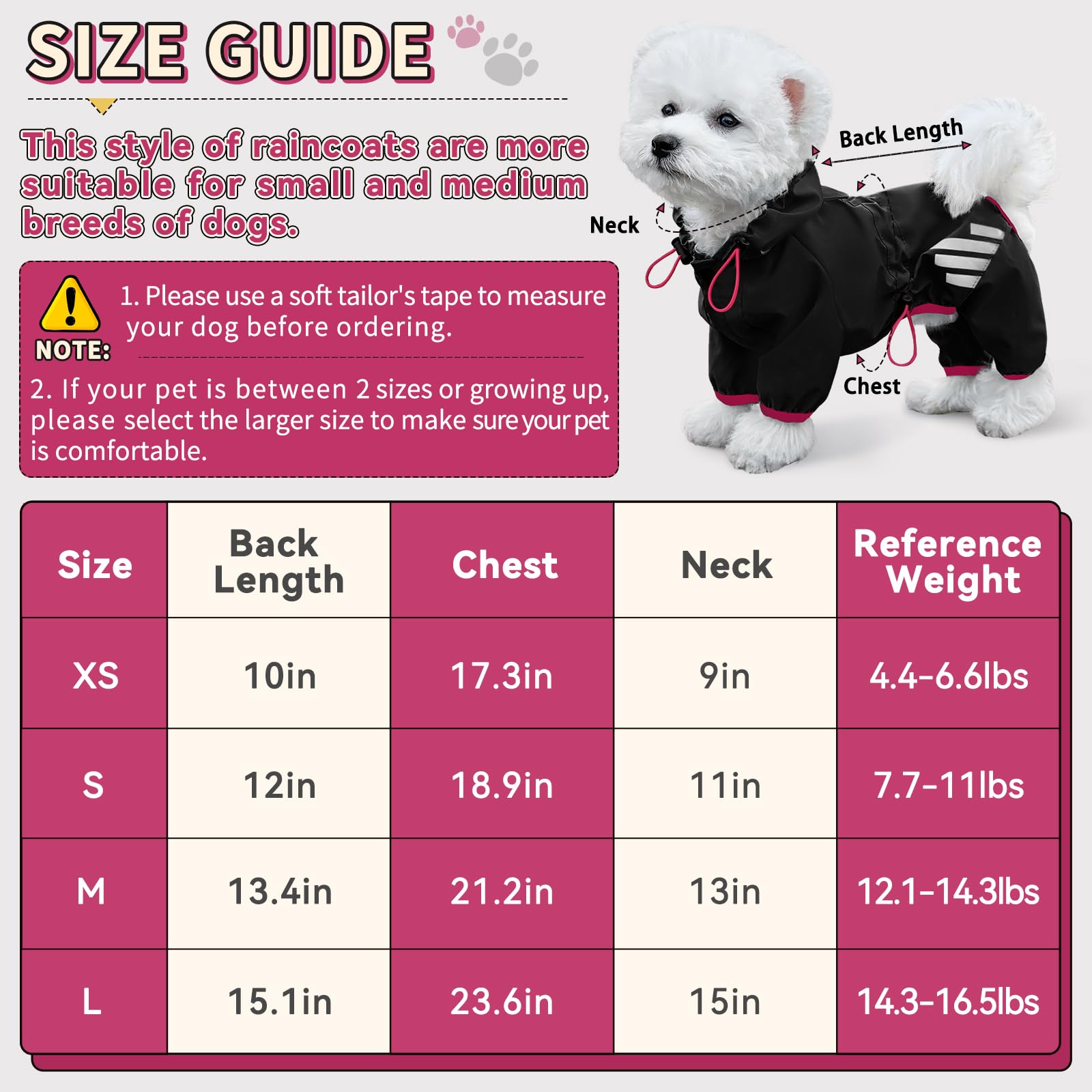 Dog Raincoat, Waterproof Dog Rain Jacket With Hood, Dog Rain Coat With Leash Hole, Reflective Strap For Small Medium Dogs, Lightweight Puppy Clothes(Black,S)