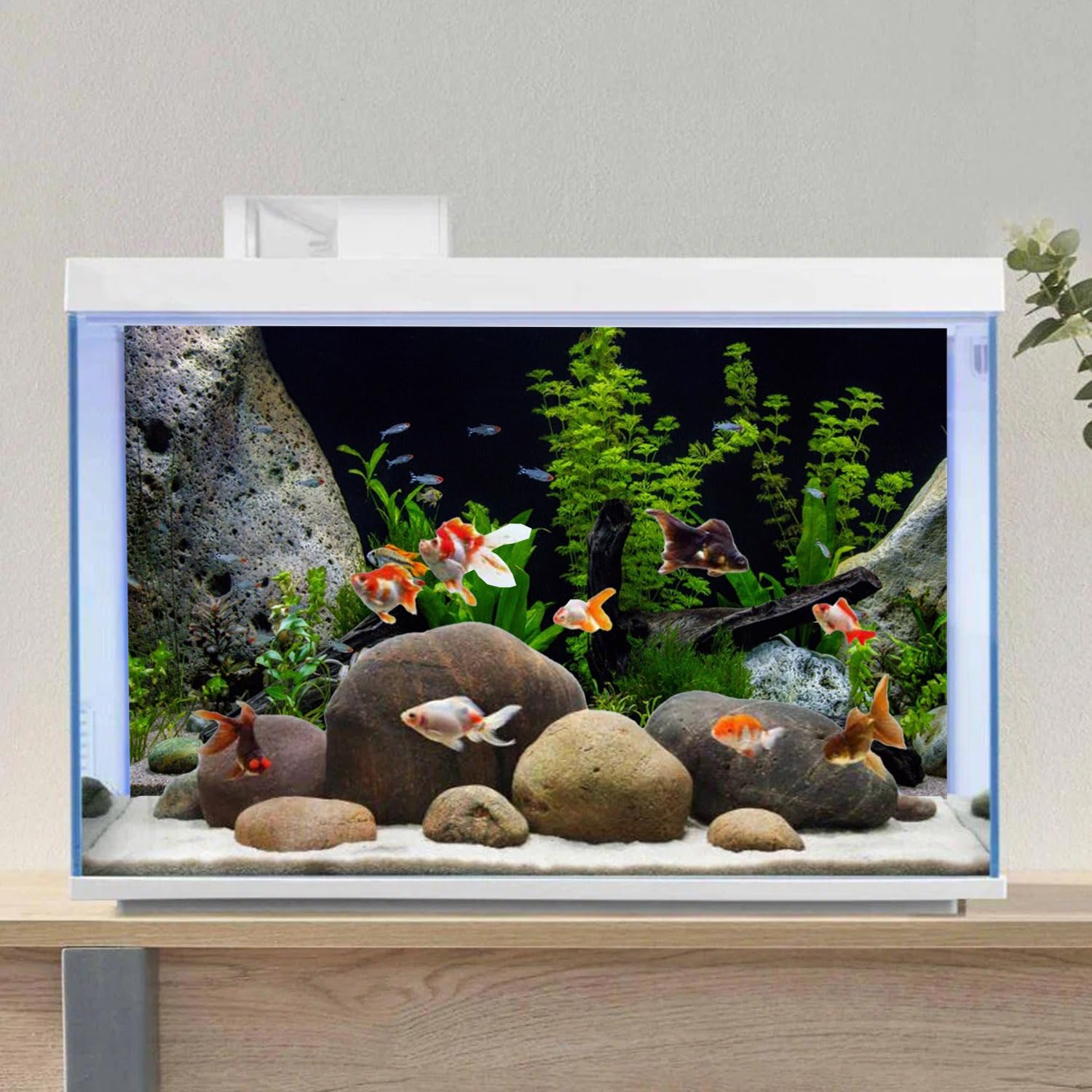 Awert Vinyl Underwater Aquatic Plant Fish Tank Background Stone River Bed & Lake Aquarium Background 30X18 Inches