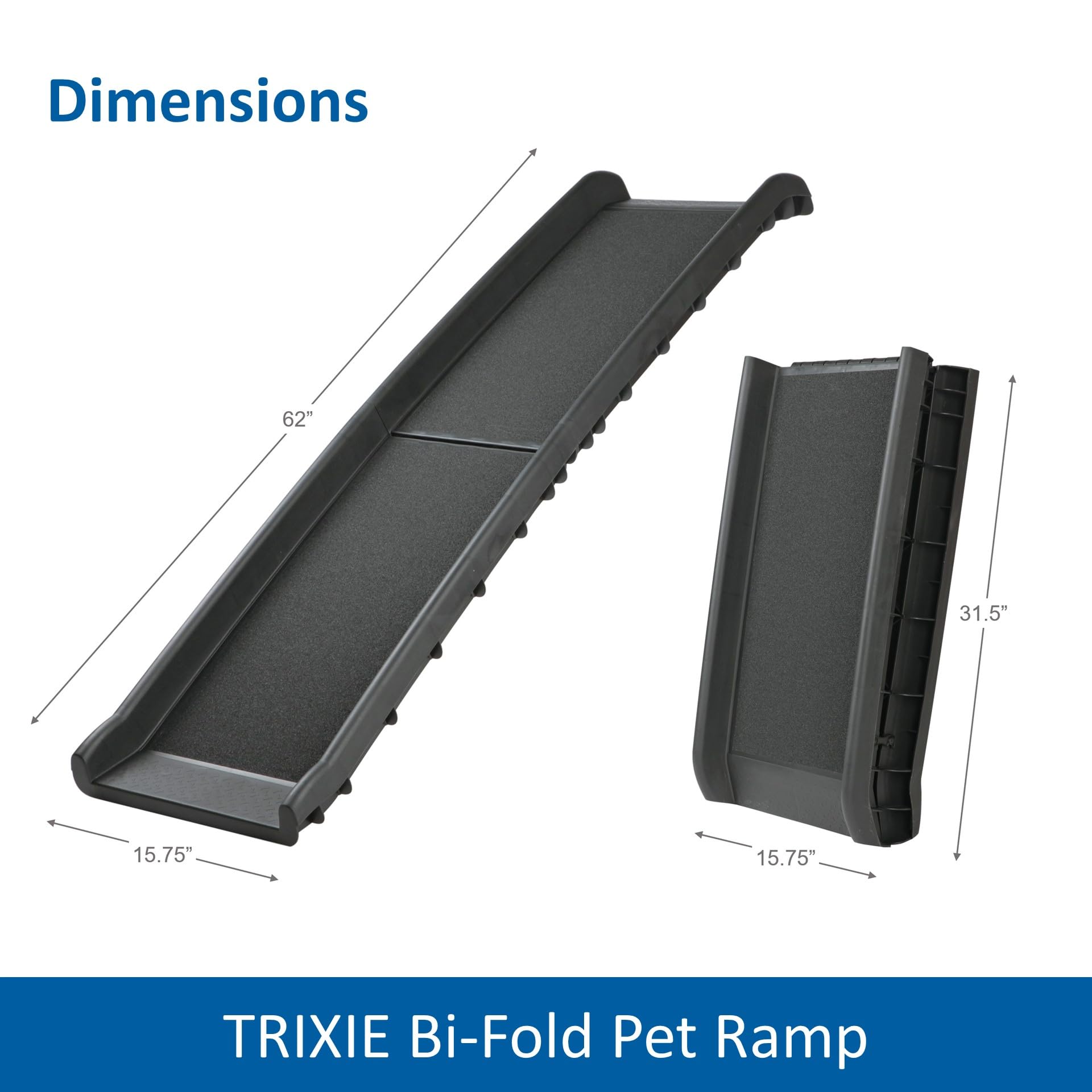Trixie 62-In Pet Ramp, Folding Dog Ramp, Portable Dog Ramp For Cars, Trucks, And Suv, Non-Skid Surface, Black