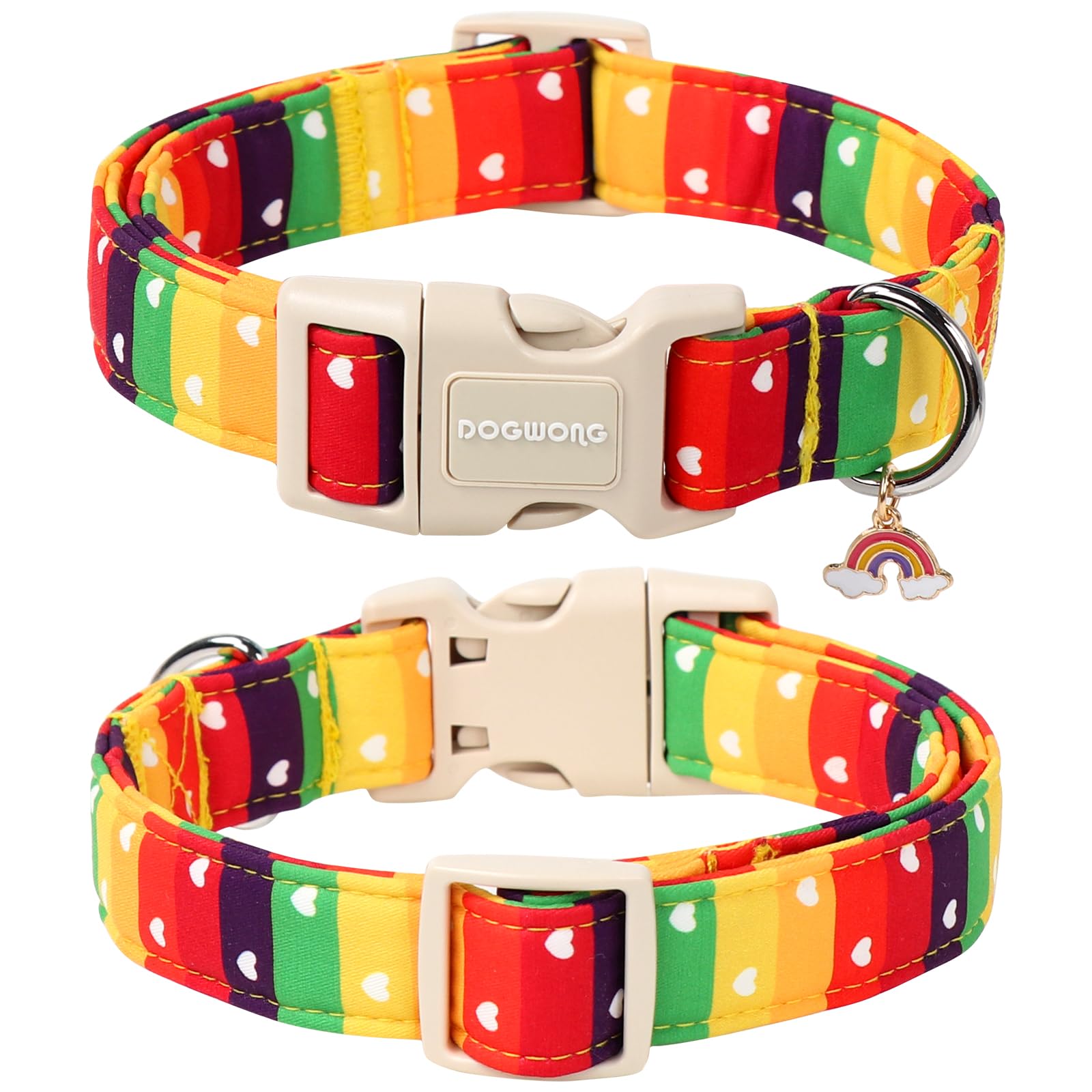 Dogwong Lgbt Dog Collar, Rainbow Lgbtq Dog Collars, Adjustable Cute Pride Lgbt Pet Collars Design Quick Release Buckle Dogs Neck