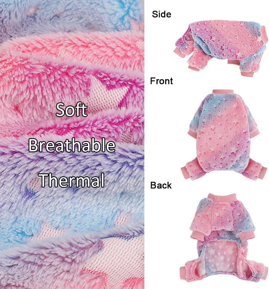 Dog Pajamas For Small Dogs, Glow In Dark Tie Dye Unicorn Pjs, Super Soft Velvet Material Chihuahua Yorkie Tiny Clothes Outfits (