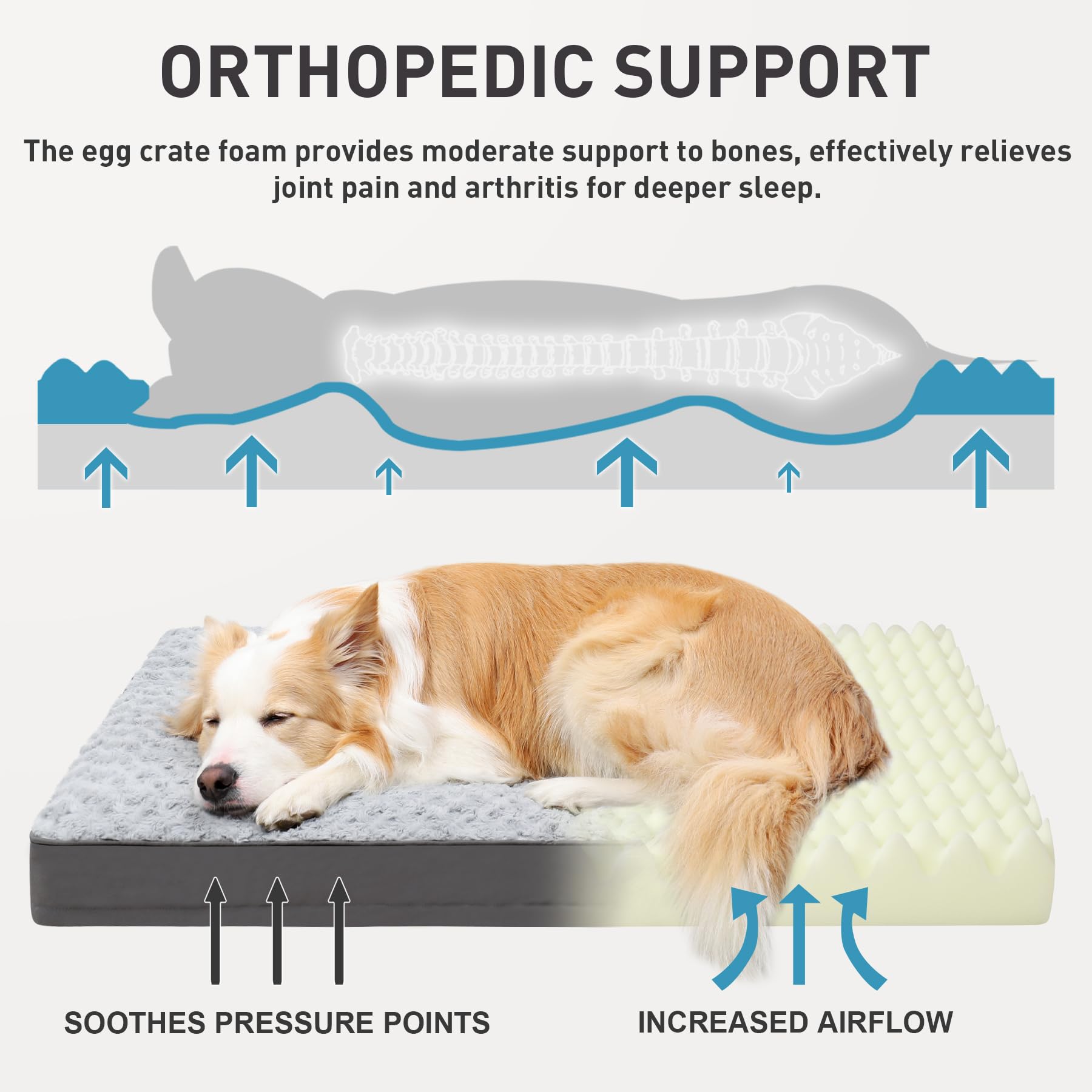 Waterproof Dog Crate Bed For Large Dogs - Rose Velvet Soft Fluffy Washable With Removable Cover & Anti-Slip Bottom, 41 X 27 Inch