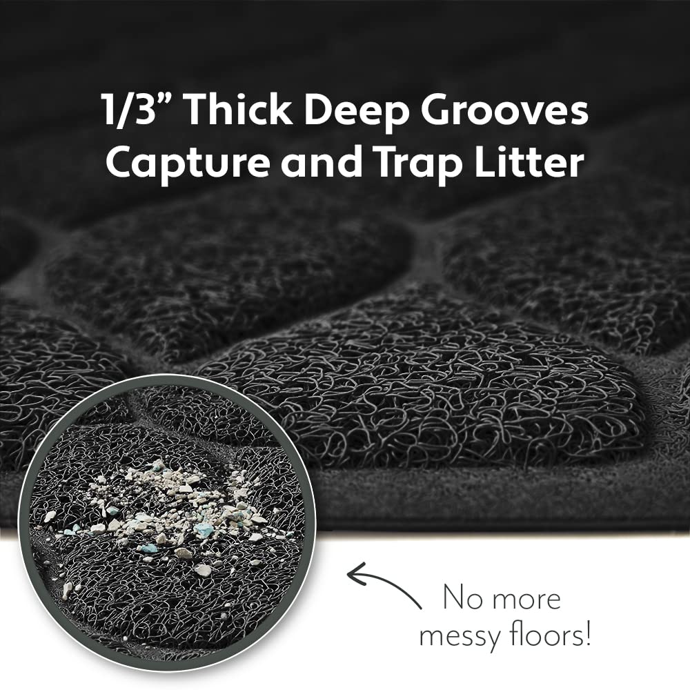 Mighty Monkey Waterproof Bpa Free Cat Litter Box Trapping Mat, Easy Clean Floors, Textured Backing, Soft On Sensitive Kitty Paws