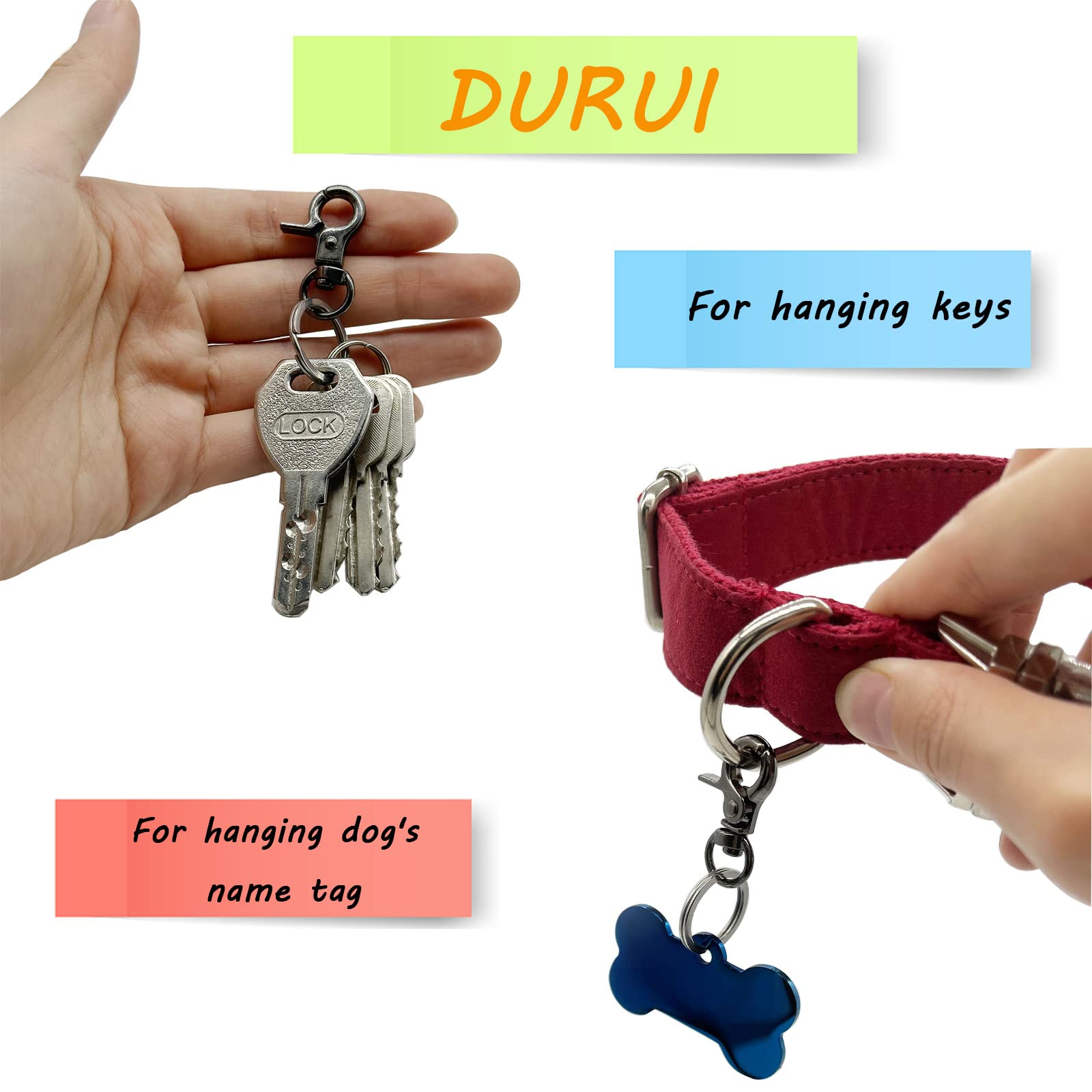 Dorui Dog Tag Clips 2 Pack Easy Change For Pet Id Tag Quick Clips Small Medium Large Dogs And Cats Collars|Black|
