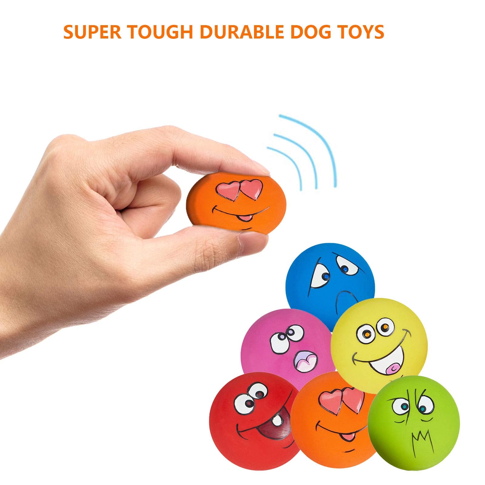 Coricorsu Dog Toy Squeaky Dog Toys Funny Face Chewing Latex Rubber Soft Fetch Play Interactive Dog Balls For Puppy Small Medium Pet Dog (6Pcs)