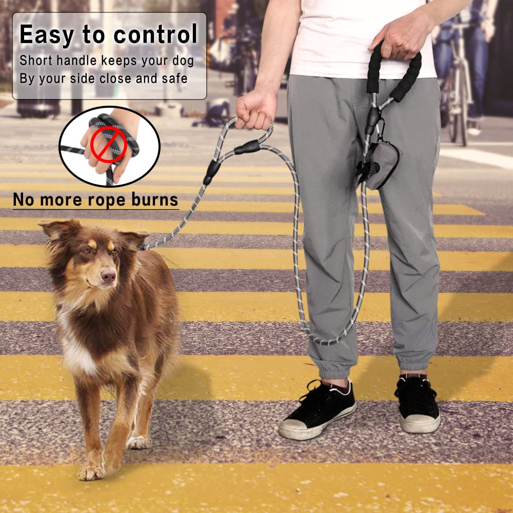 Plutus Pet Rope Dog Leash 6Ft Long, Heavy Duty,Reflective Double Handle Leash For Safety Training, For Medium Large Dogs, Dual H