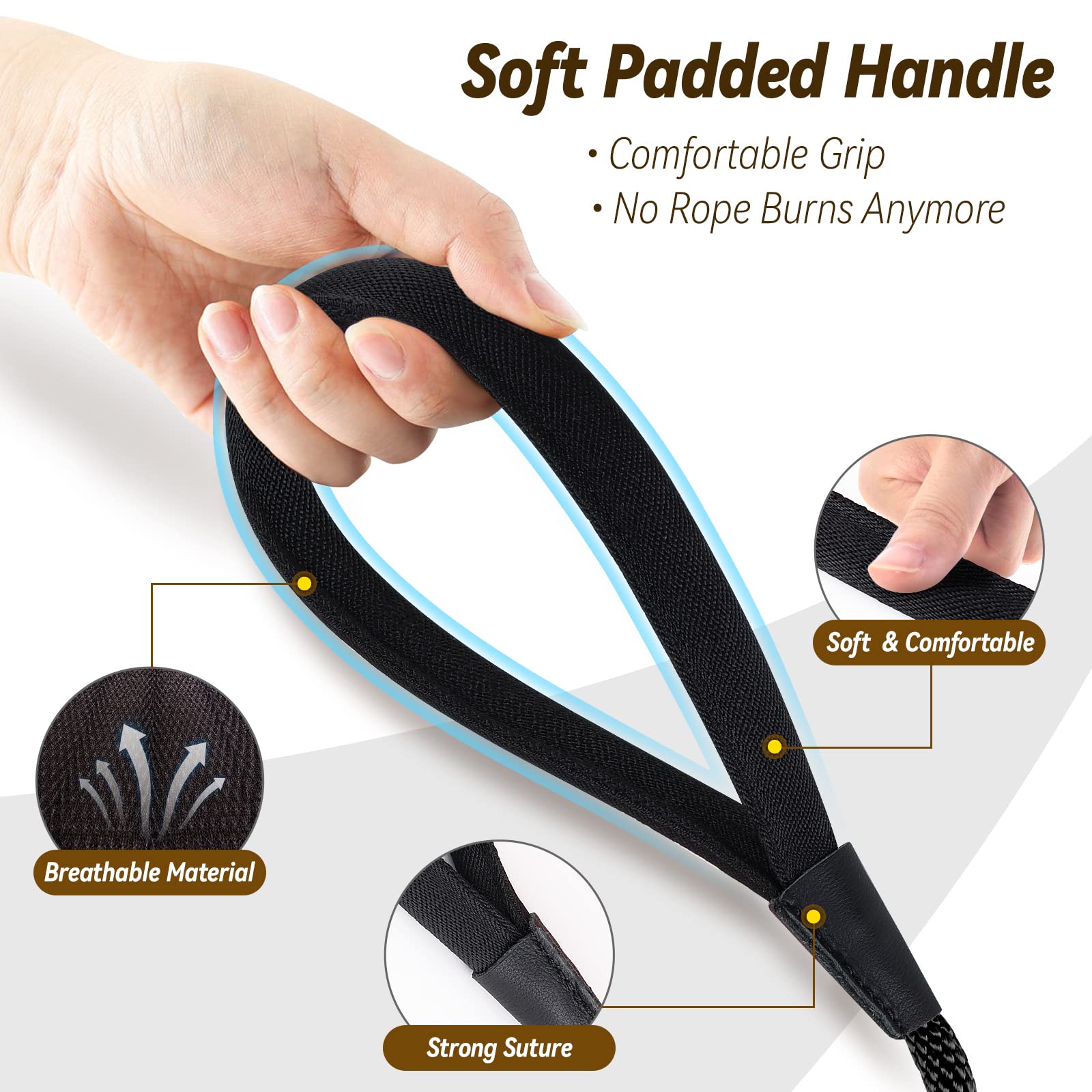 Lynxking Check Cord Dog Leash Long Lead Training Tracking Line Comfortable Handle Heavy Duty Puppy Rope 10Ft For Small Medium Large Dog