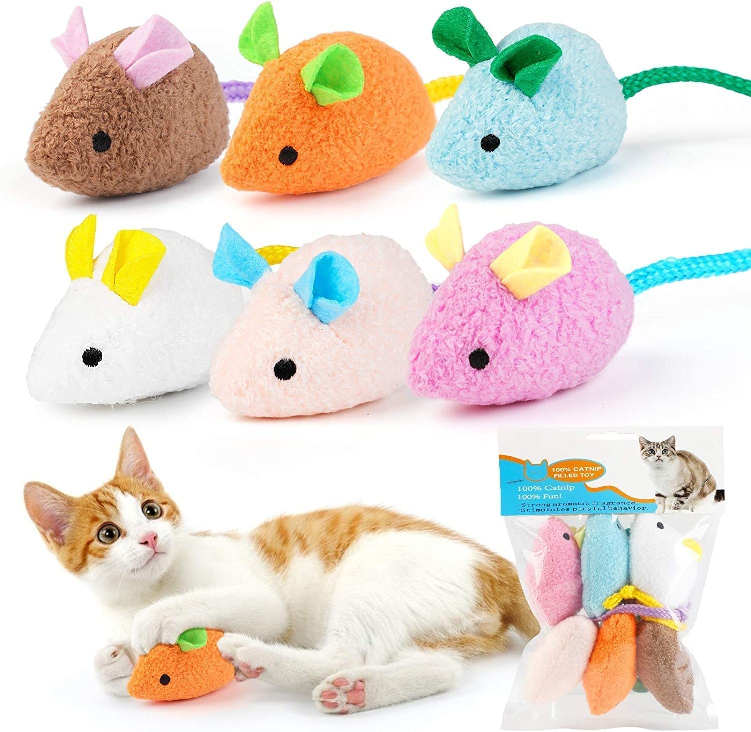 D&C Paws Cat Toy Mice, Cat And Kitten Toy Mouse 4 Pcs Pack