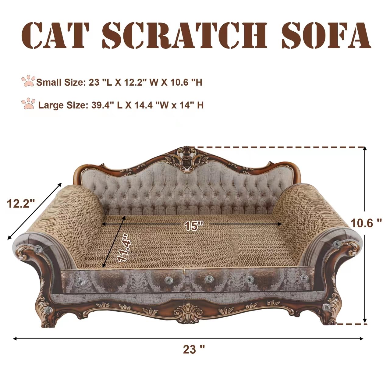 Coozment Sofa Shaped Scratching Couch,Thick Scratching Cardboard, Lounge Bed For Indoor Rest&Play, Sofa Scratcher Pad (23 ''L X