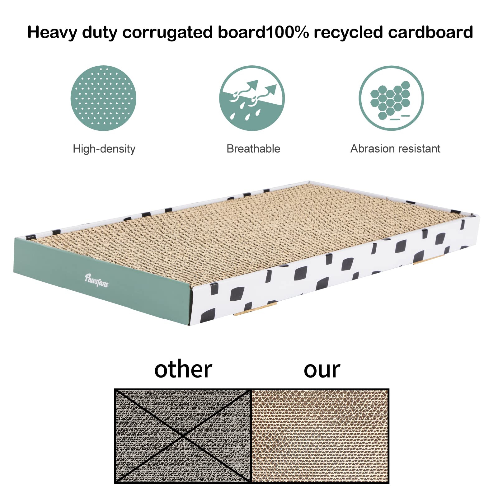Pawsfans Cat Scratcher Cardboard Scratch Pad With Box Durable Corrugate Scratching Kitty Sofa Lounge Bed Reversible Catnip Included For Indoor Cats (Large, 3Pcs)