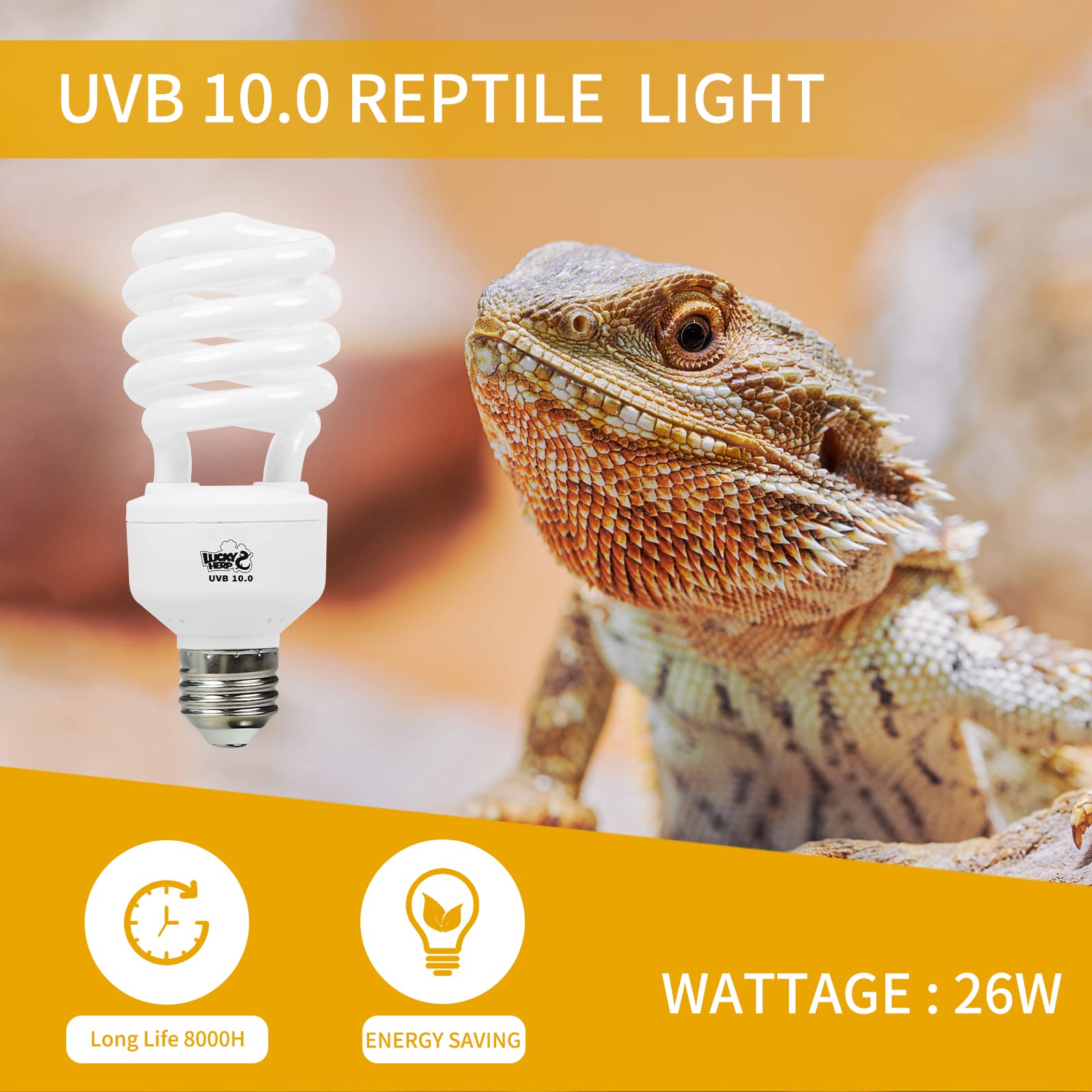 Lucky Herp Desert Uva Uvb Reptile Light Bulb 10.0 26W Compact Fluorescent Lamp