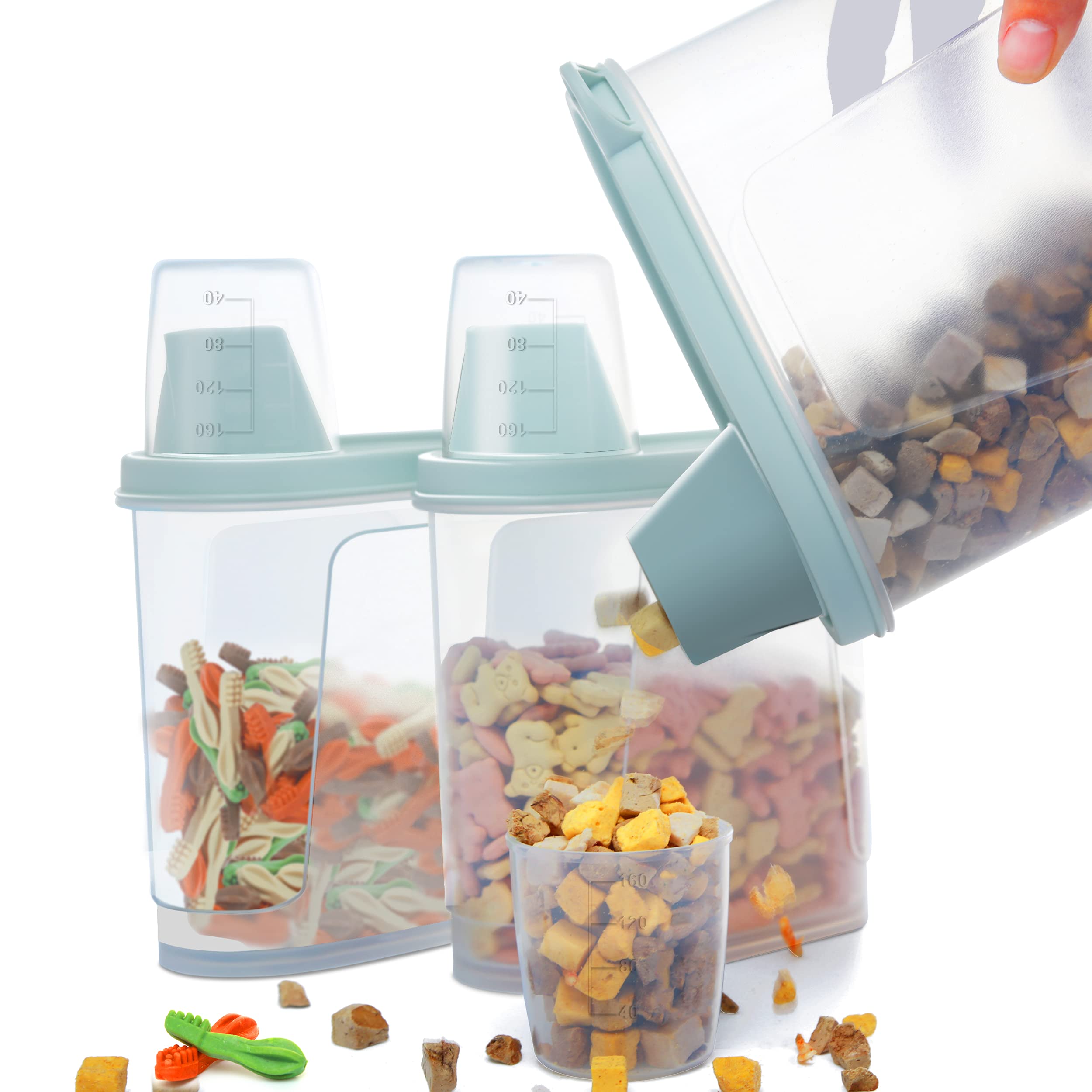 Citylife 3 PCS Pet Food Container Airtight 1.8 LB Plastic Cat Food Container for Dry Food Small Dog Food Containers with Pour Sp