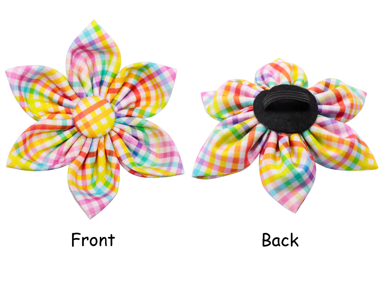 Lionet Paws Easter Dog Collar With Flower - Colorful Cute Cotton Flower Dog Collar With Metal Buckle For Medium Dog Girl Gift, M, Neck 13.5-22In