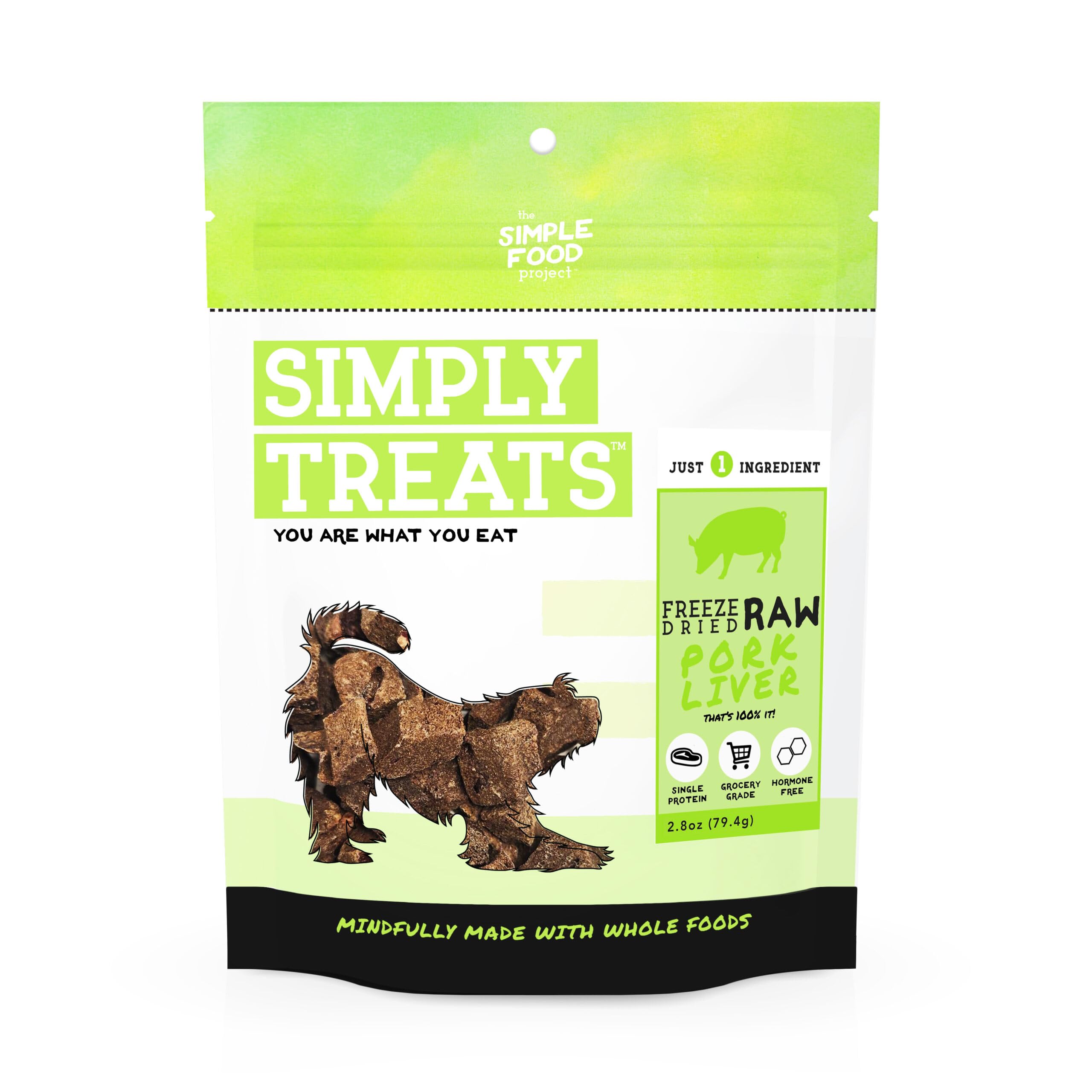 The Simple Food Project Freeze Dried Raw Dog Treats Grain Free, All Natural, with Just 1 Ingredient Pork Liver for Dogs Use As T