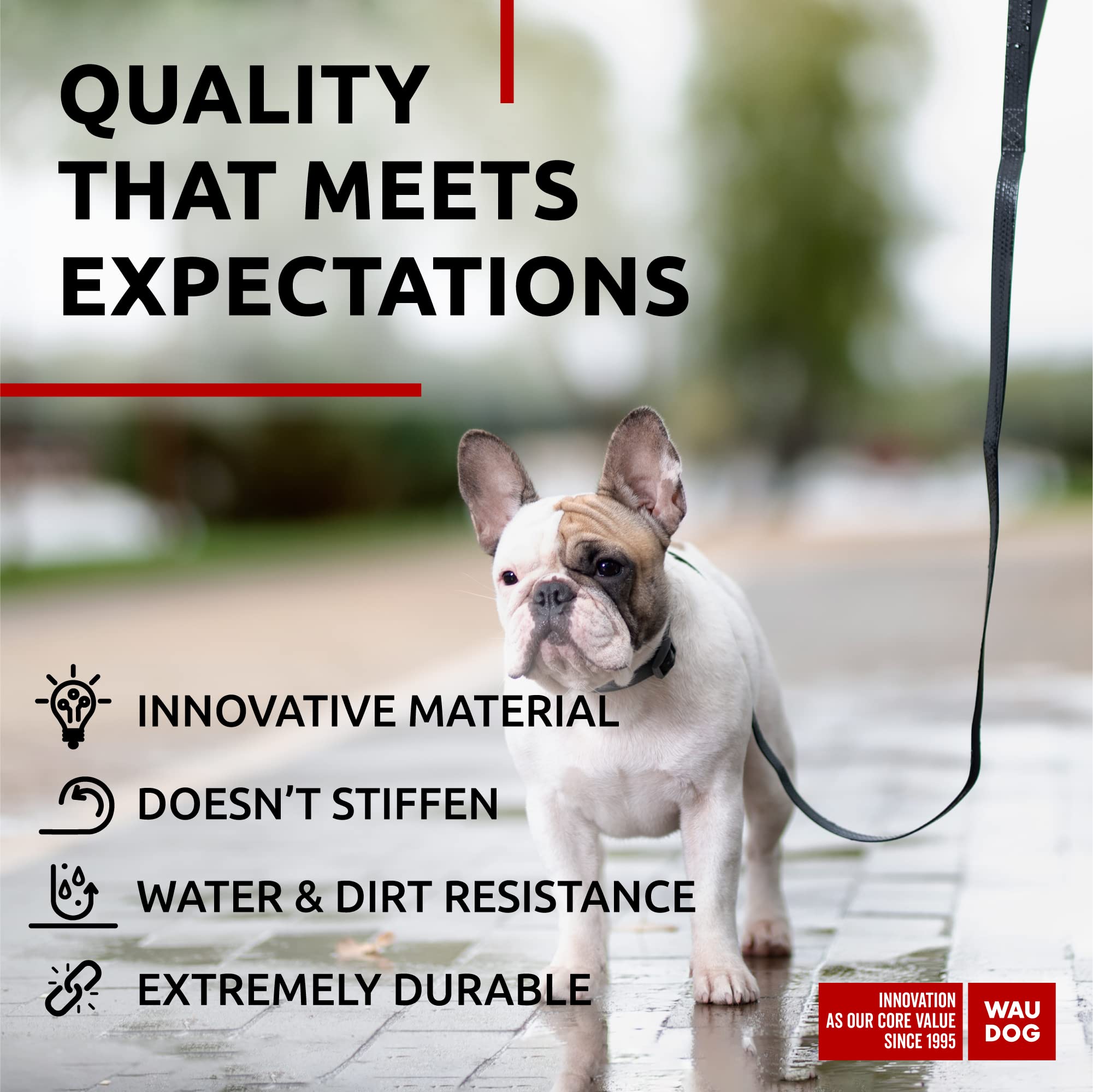 Waudog Waterproof Dog Leash 4 Ft / 6 Ft - Anti-Slip Dog Leash For Large Dogs, Small And Medium Dogs - Heavy Duty Dog Leash With