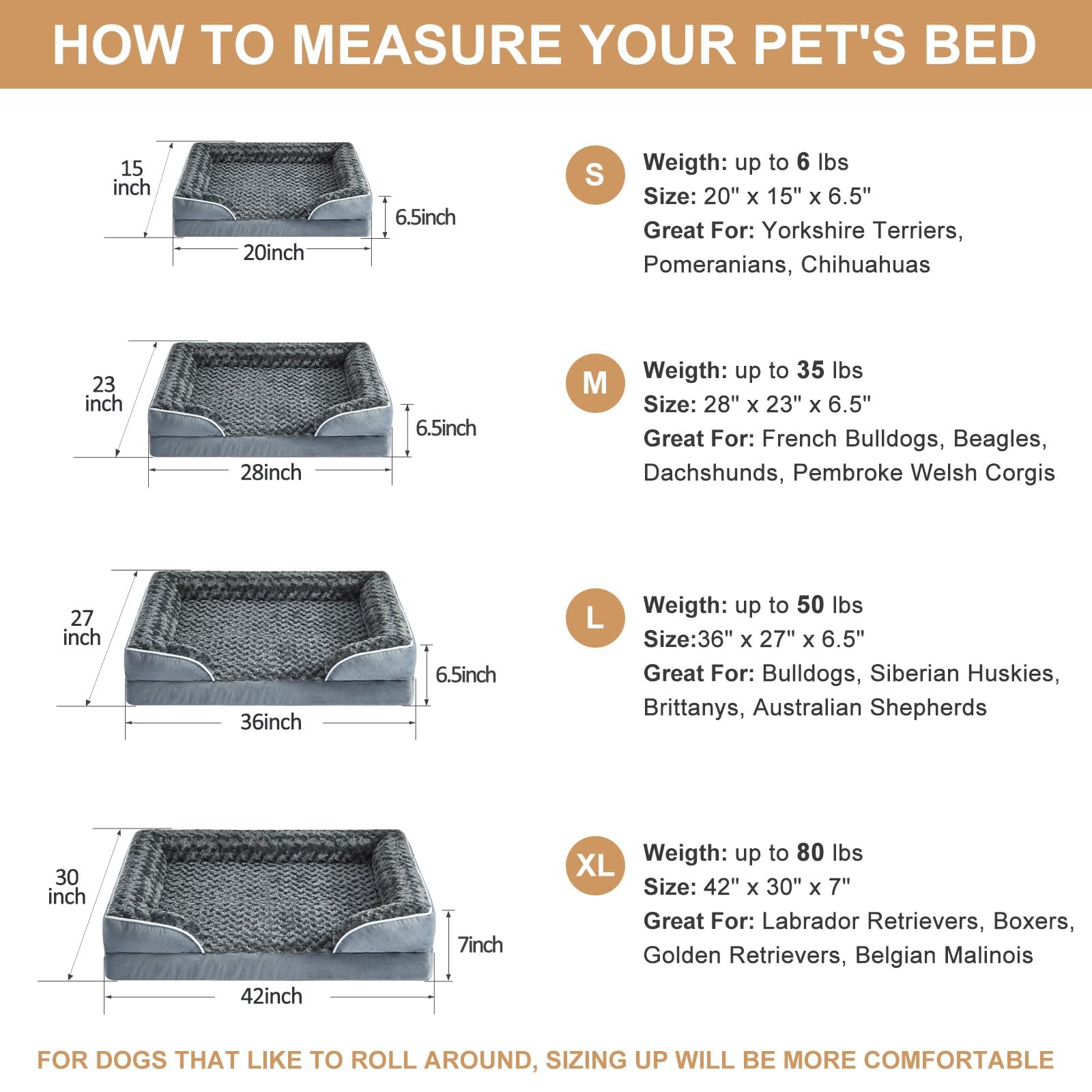 Wnpethome Waterproof Extra Large Dog Bed With Sides, Orthopedic Xlarge Dog Couch Bed With Washable Removable Cover, Non-Slip Foa