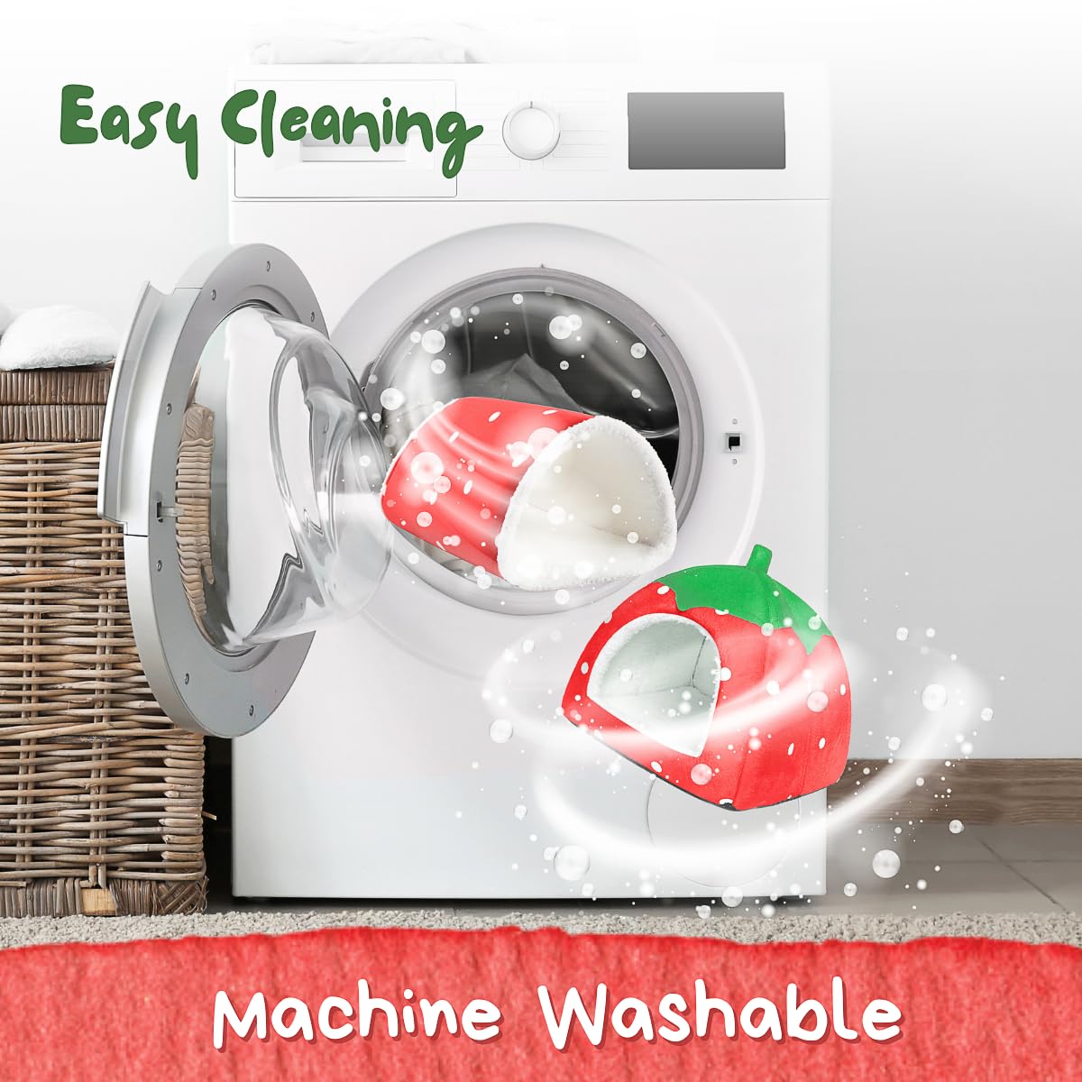 Tierecare Guinea Pig Hideout With Tunnel, Washable Chinchilla House Bed, Fleece Hideaway, Enrichment Toys, And Cage Accessories