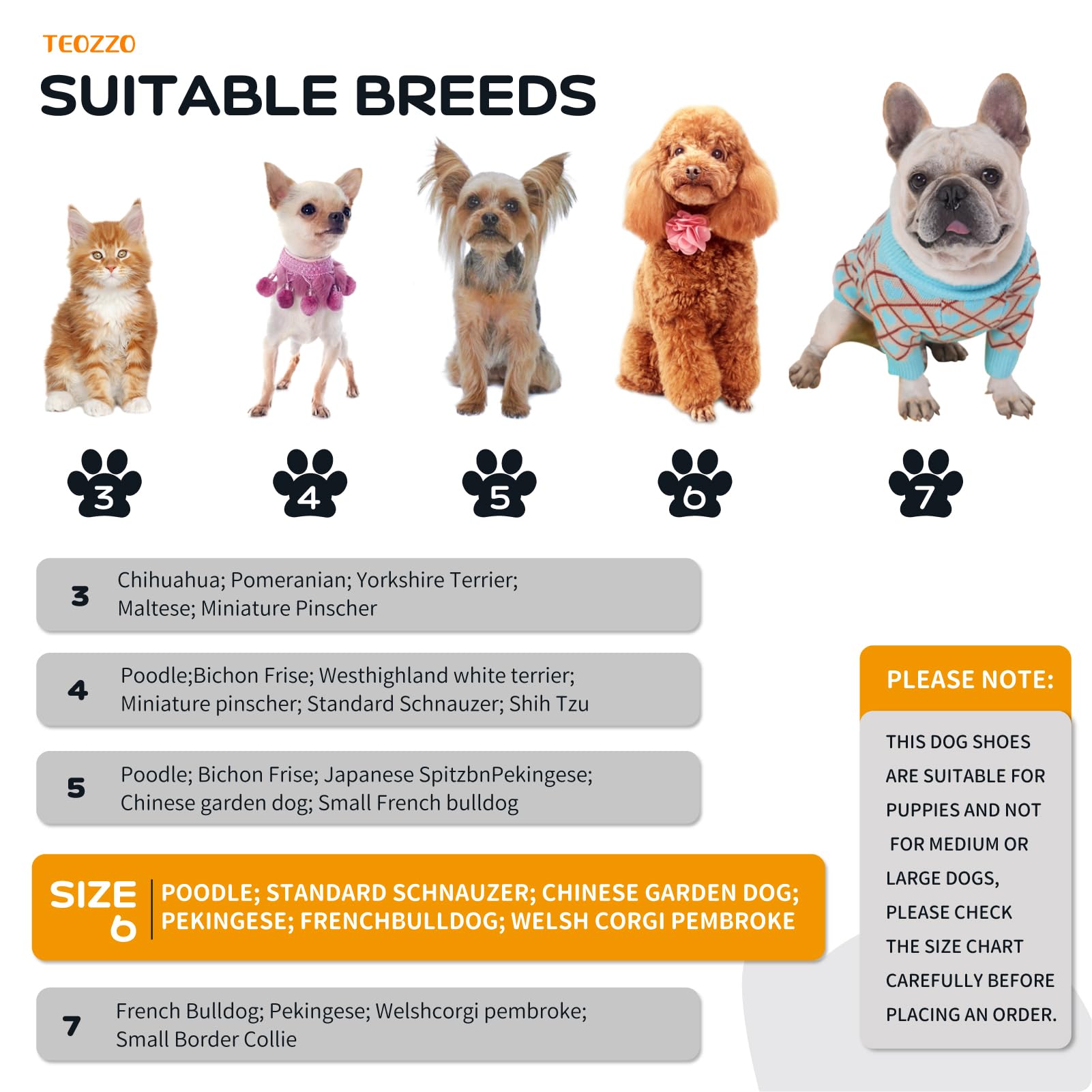 Teozzo Dog Boots Dog Snow Boots For Winter Dogs Boots & Paw Protector Warm Dog Booties For Puppy With Reflective Strip Dog Shoes For Small Medium Size Dogs 4Pcs Black Size6