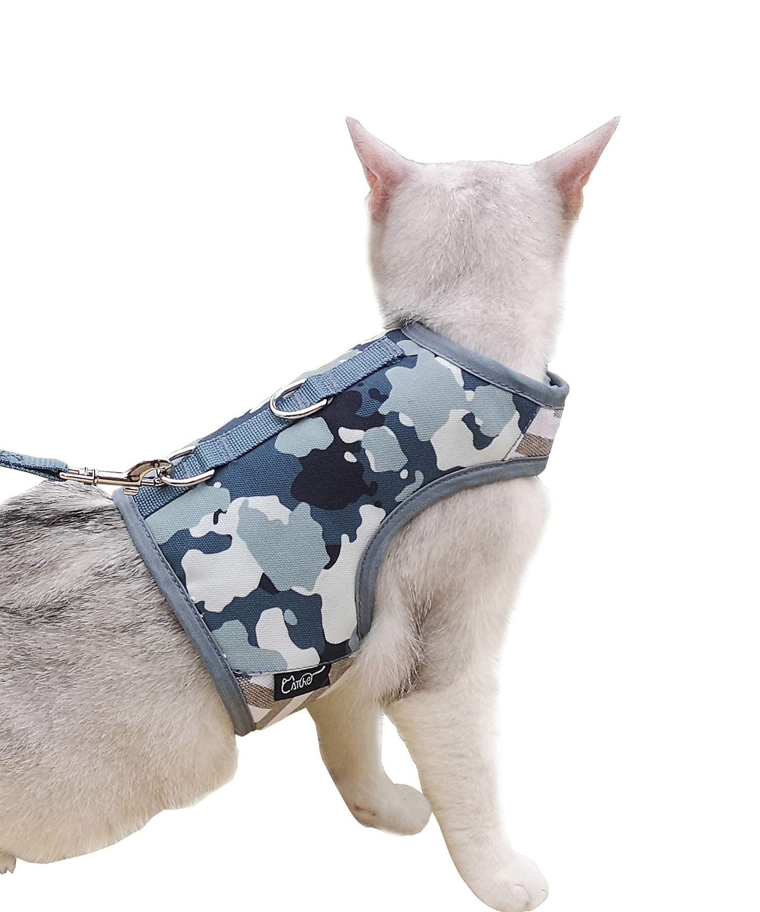 Yizhi Miaow Cat Harness And Leash For Walking Escape Proof, Adjustable Cat Vest Harness, Padded Stylish Cat Walking Jackets, Gre